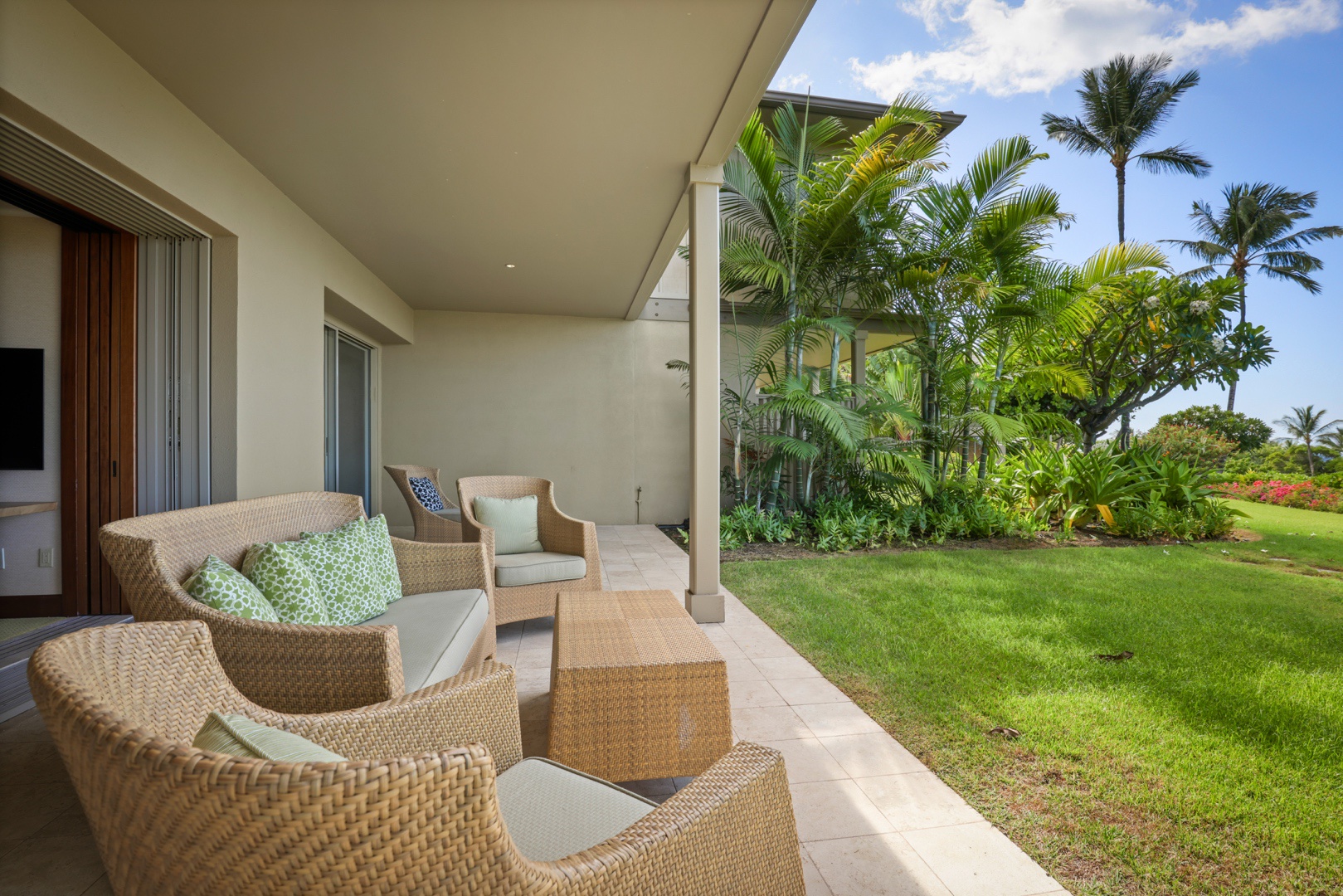 Kailua Kona Vacation Rentals, 3BD Ke Alaula (210B) Villa at Hualalai Resort - Bonus room deck toward primary suite deck.