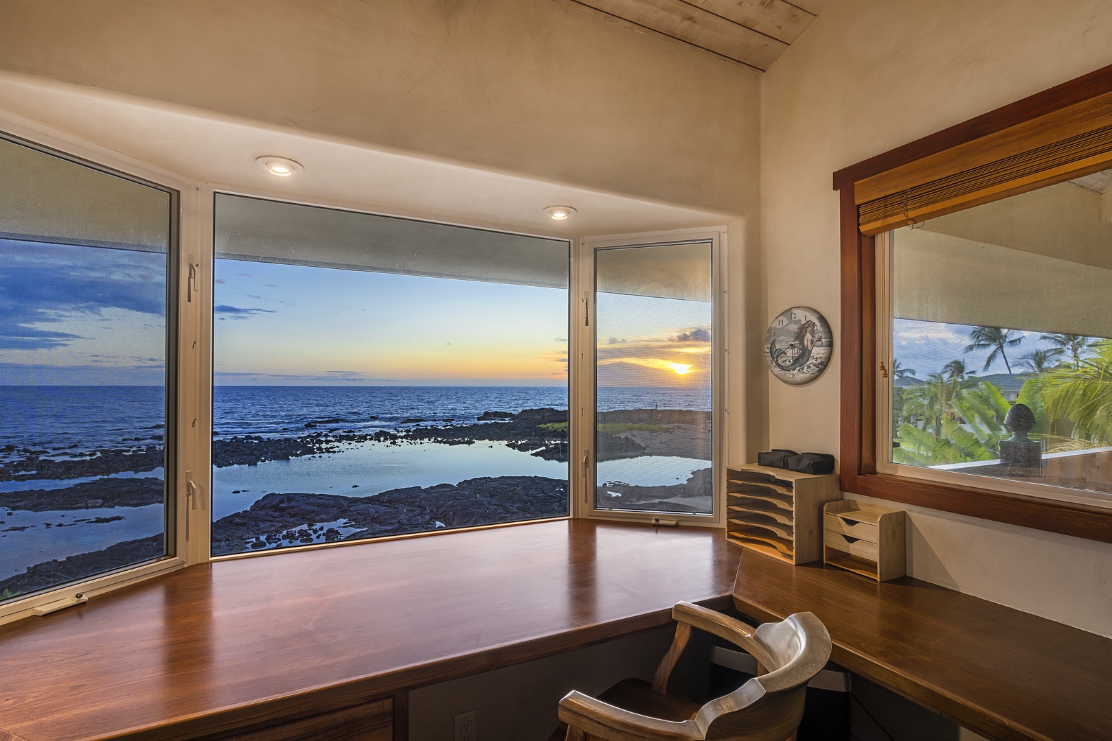 Kailua Kona Vacation Rentals, Mermaid Cove - Custom desk in the primary bedroom overlooking Keiki Ponds