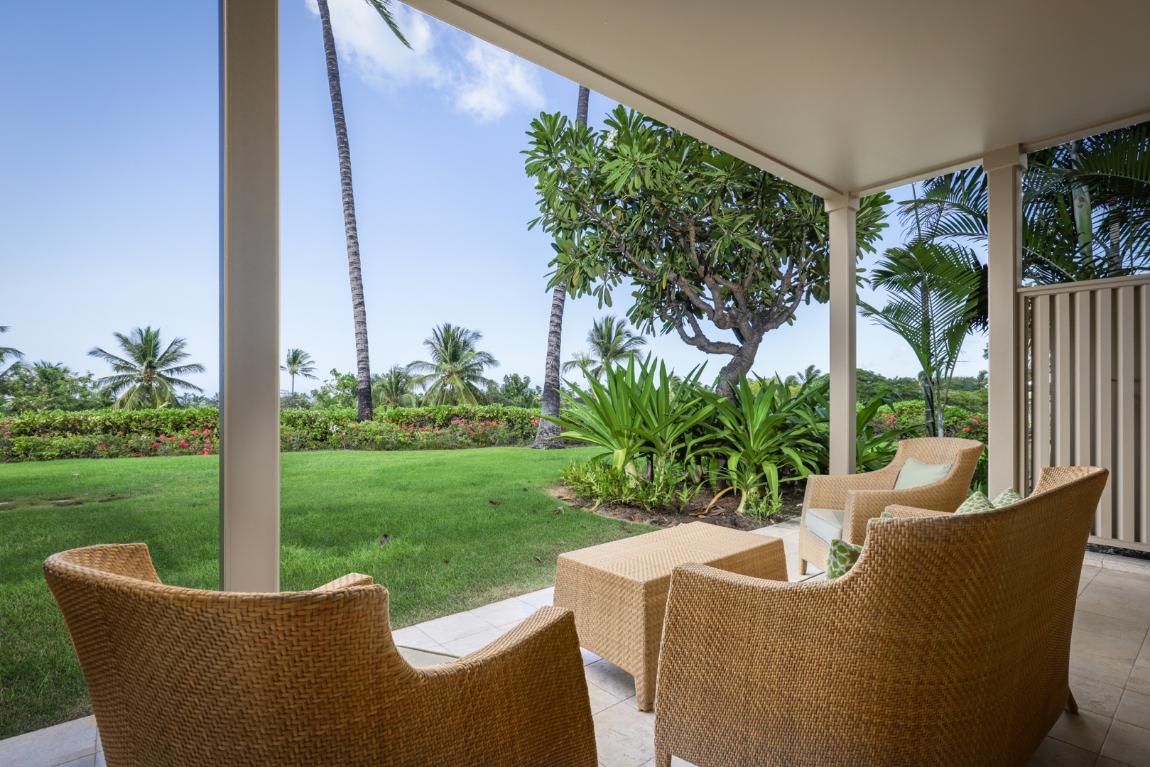 Kailua Kona Vacation Rentals, 3BD Ke Alaula (210B) Villa at Hualalai Resort - Lanai seating off bonus room.