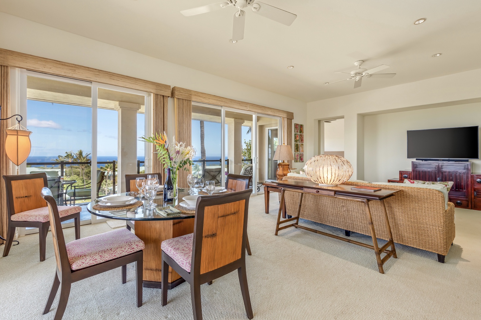 Kamuela Vacation Rentals, 2BD Kumulani (I-4) at Mauna Kea Resort - Elegant open floor plan great room with ocean views.