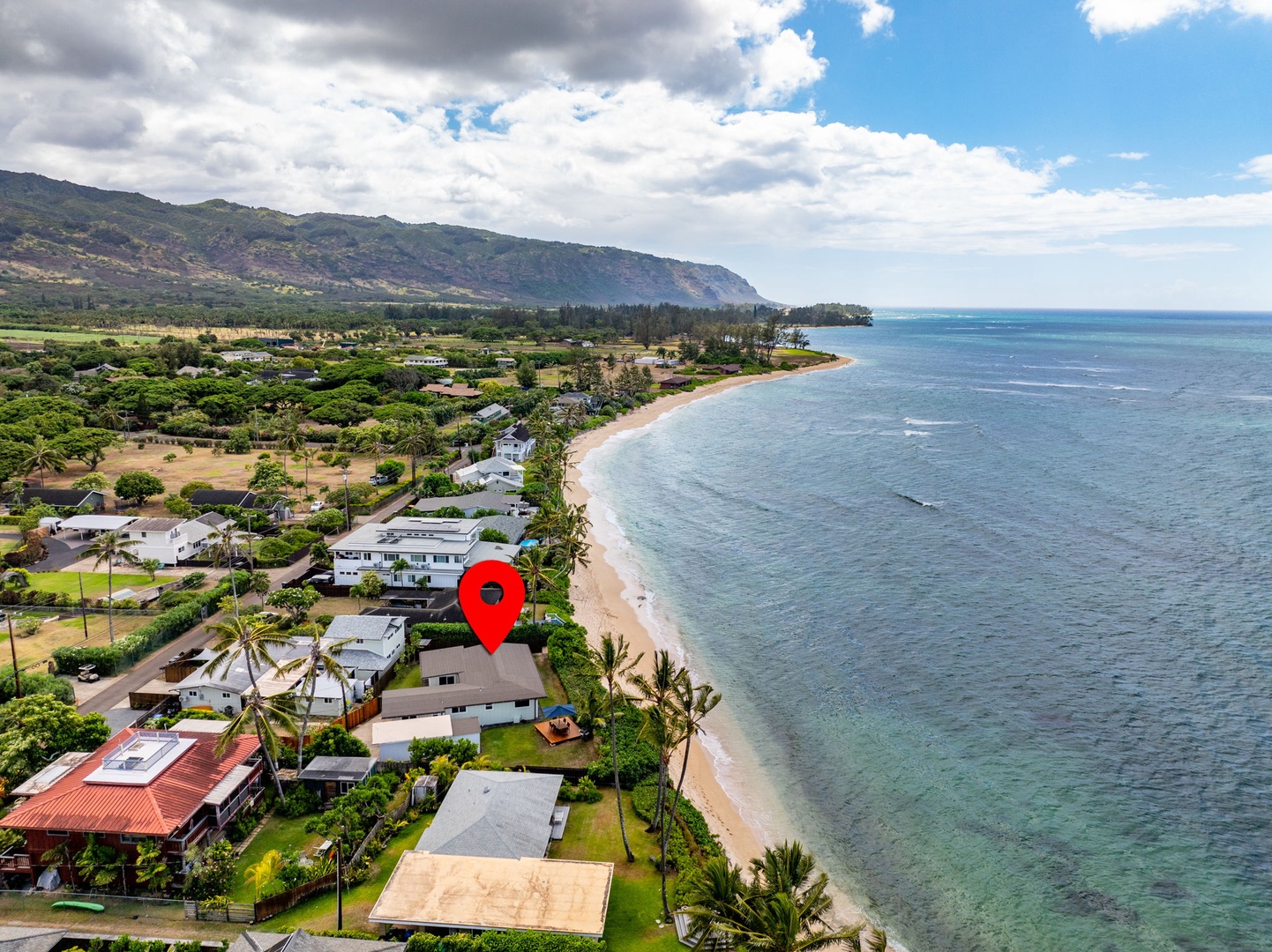 Waialua Vacation Rentals, Mokuleia Beach Villa** - Aerial shot of the location.