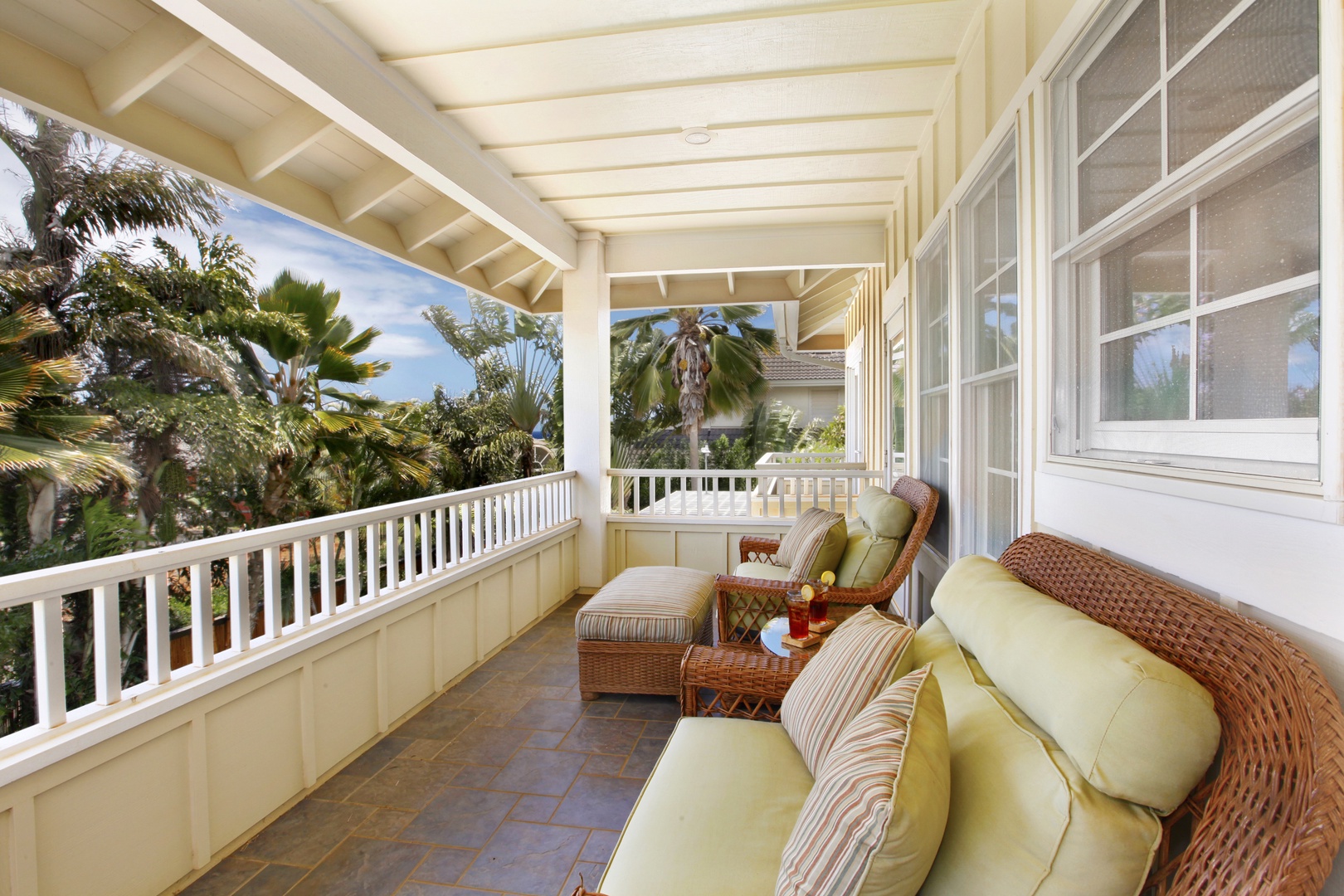 Koloa Vacation Rentals, Plantation Cottage at Poipu - Upstairs lanai with view