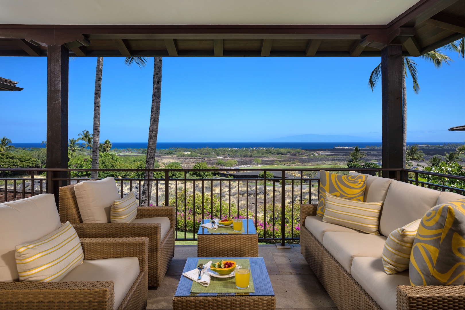 Kailua Kona Vacation Rentals, 3BD Hali'ipua Villa (108) at Four Seasons Resort at Hualalai - Ample plush seating on lanai.