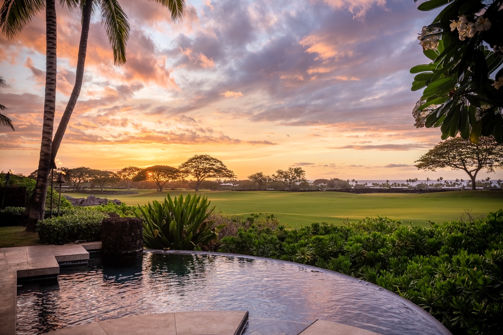Kailua Kona Vacation Rentals, 4BD Pakui Street (147) Estate Home at Four Seasons Resort at Hualalai - The majestic Hawaiian sunset from this exquisite estate's private spa.