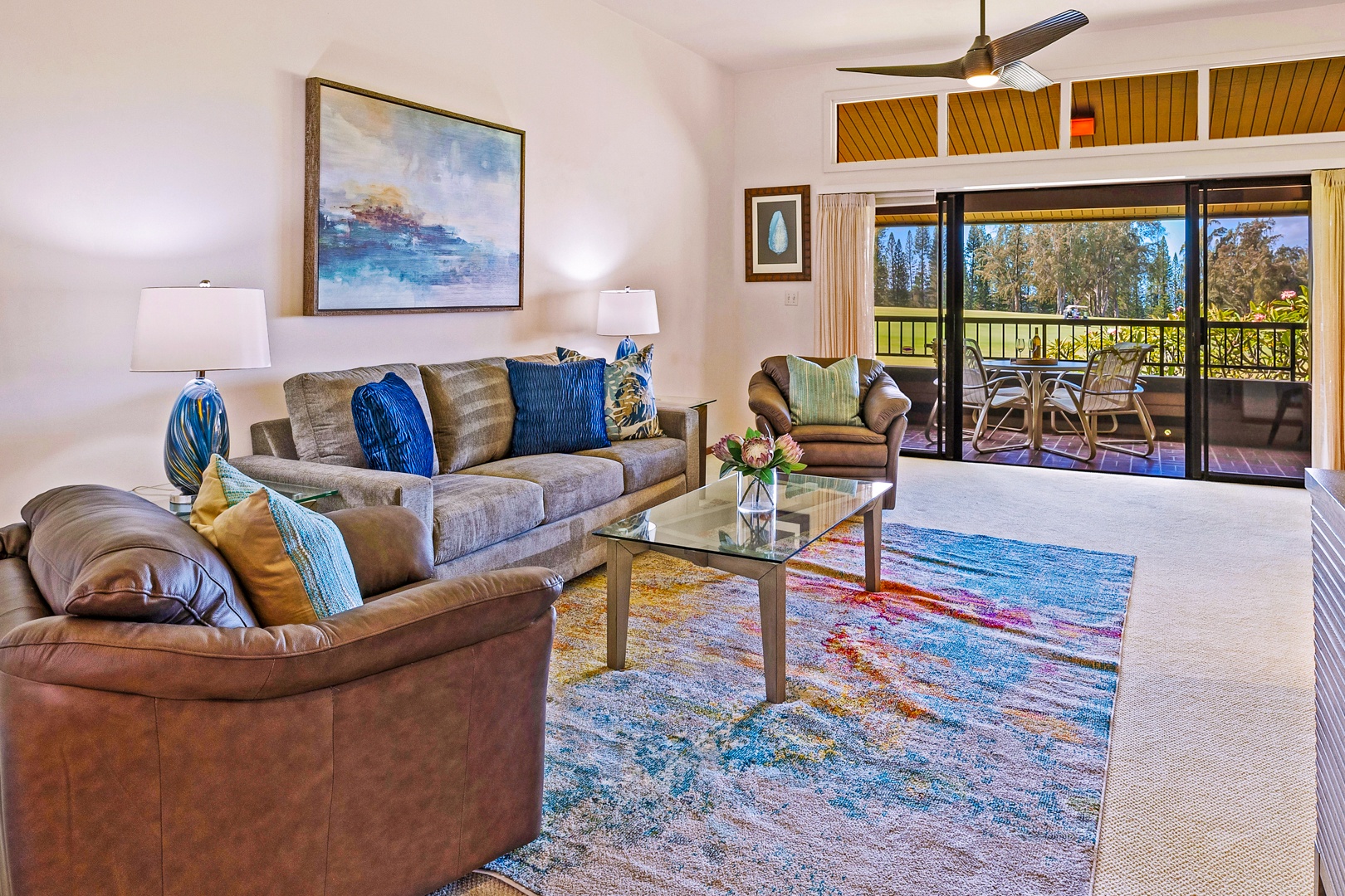 Lahaina Vacation Rentals, Kapalua Ridge 2321 - Unwind in this spacious living area featuring comfortable seating and easy access to the lanai