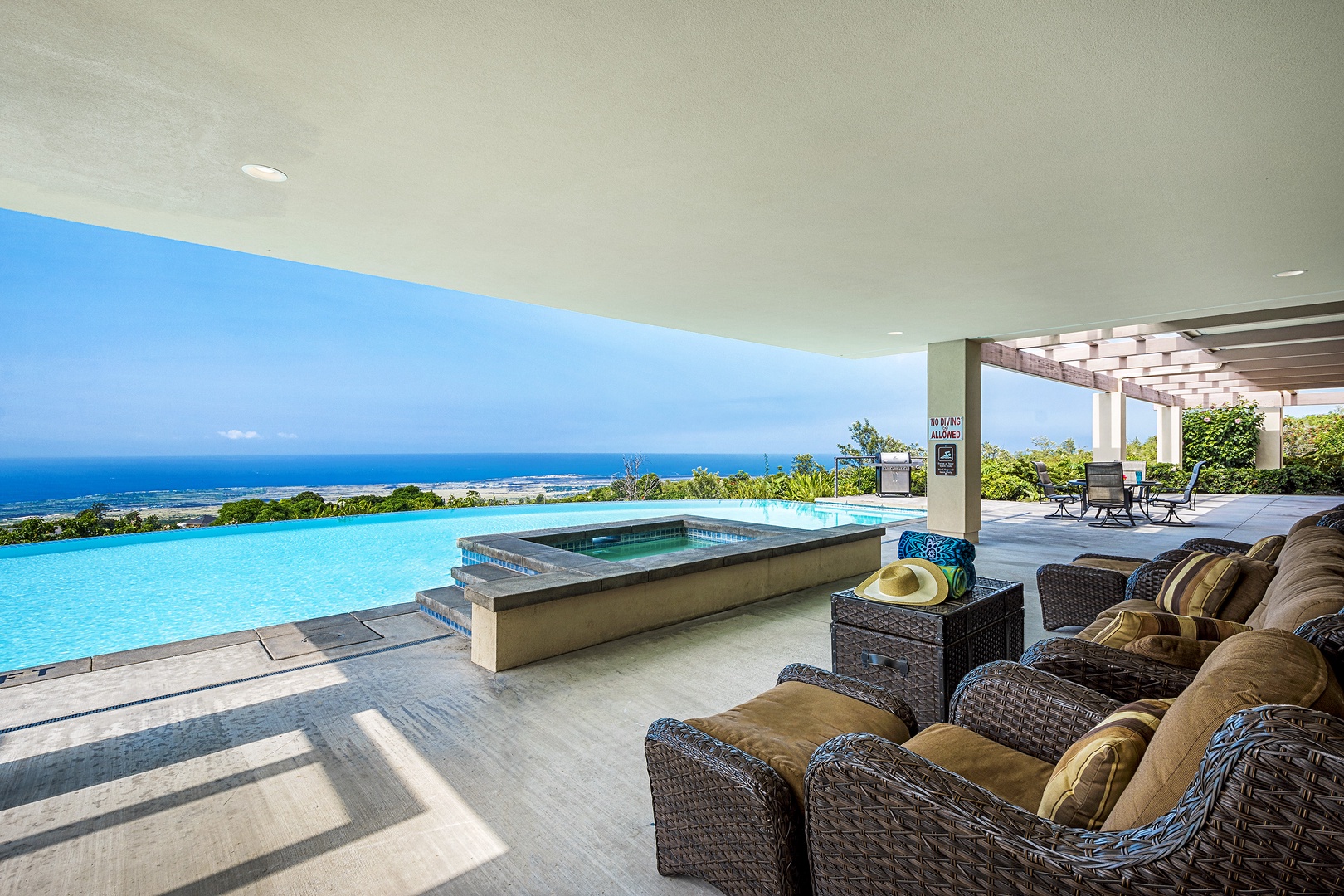Kailua Kona Vacation Rentals, O'oma Plantation - Covered Pool side seating with a view!