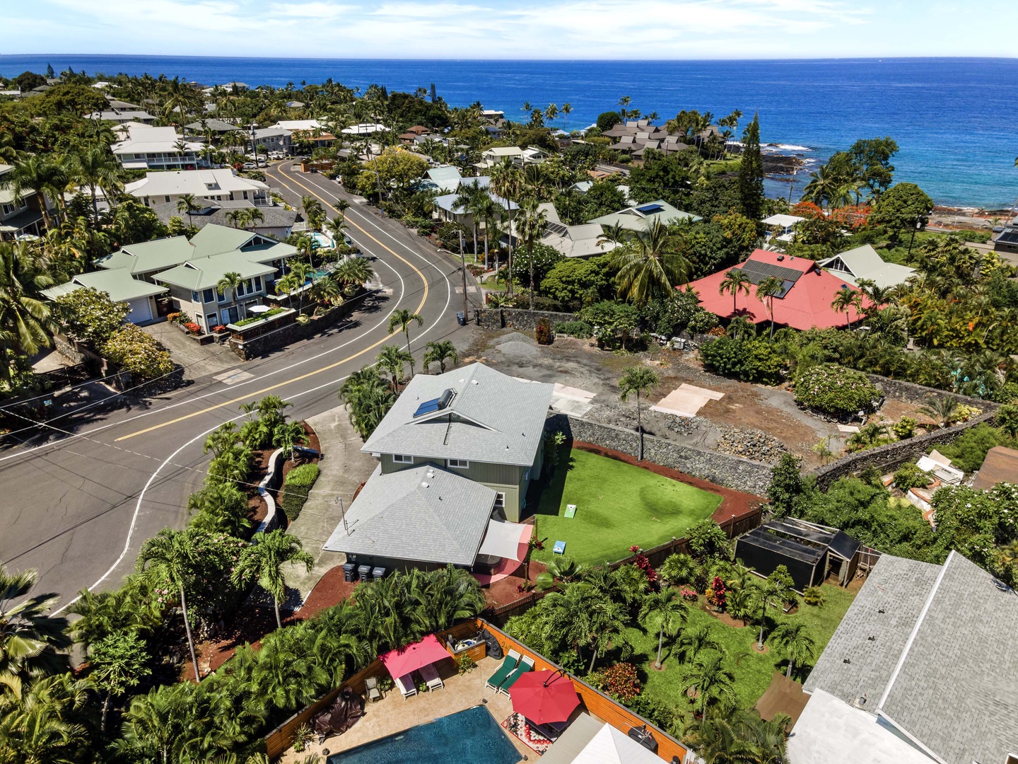 Kailua Kona Vacation Rentals, Hale A Kai - Aerial views of the home and surrounding neighborhood