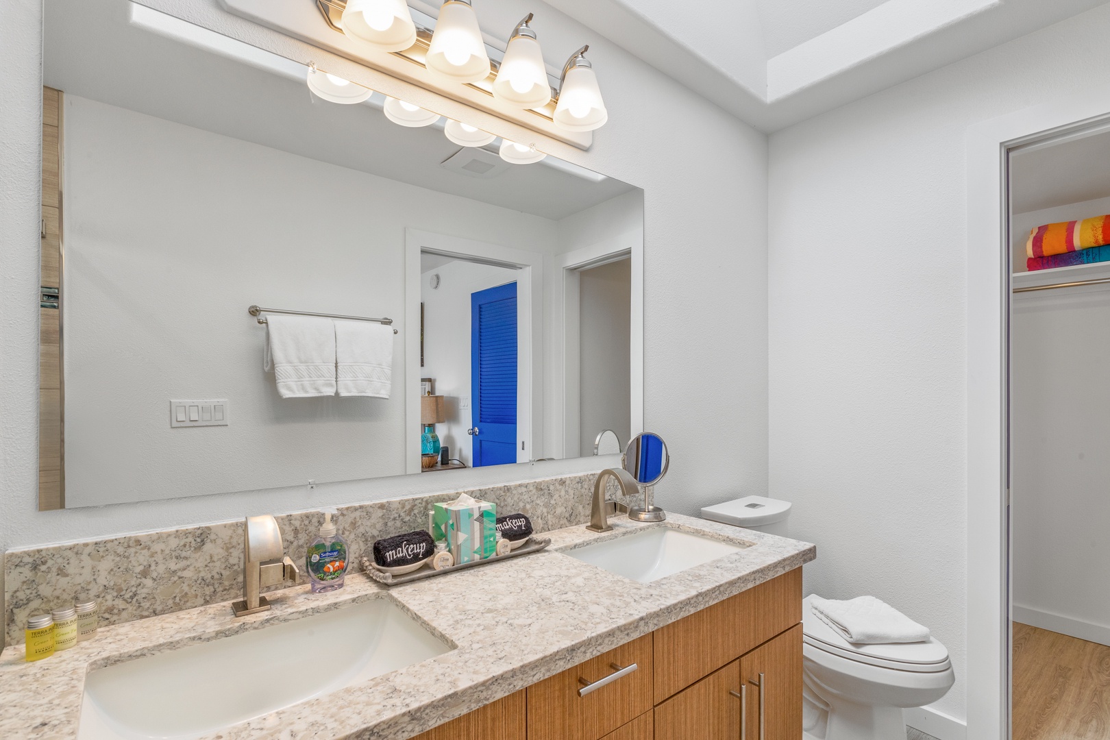Lahaina Vacation Rentals, Puamana 254-2 - The primary ensuite bathroom at Puamana 254-2 includes dual sinks for added comfort and convenience.