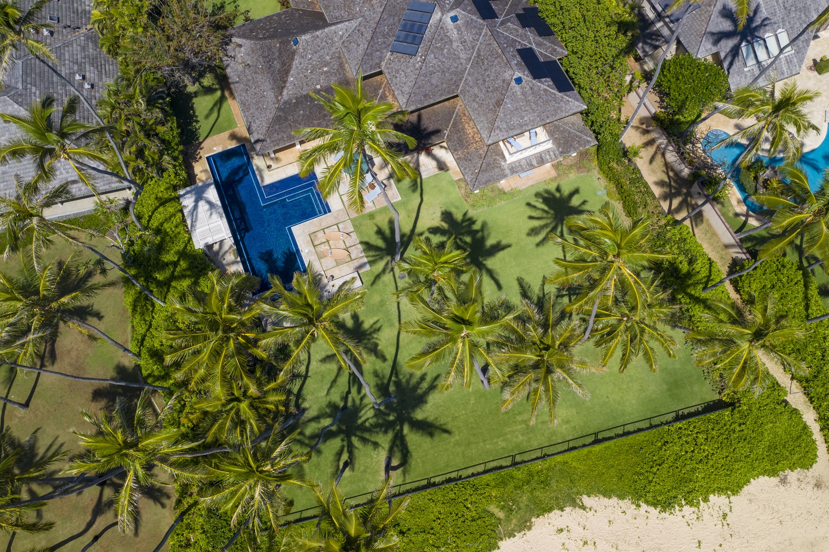 Honolulu Vacation Rentals, Kahala Beachside Estate - Aerial view of the home
