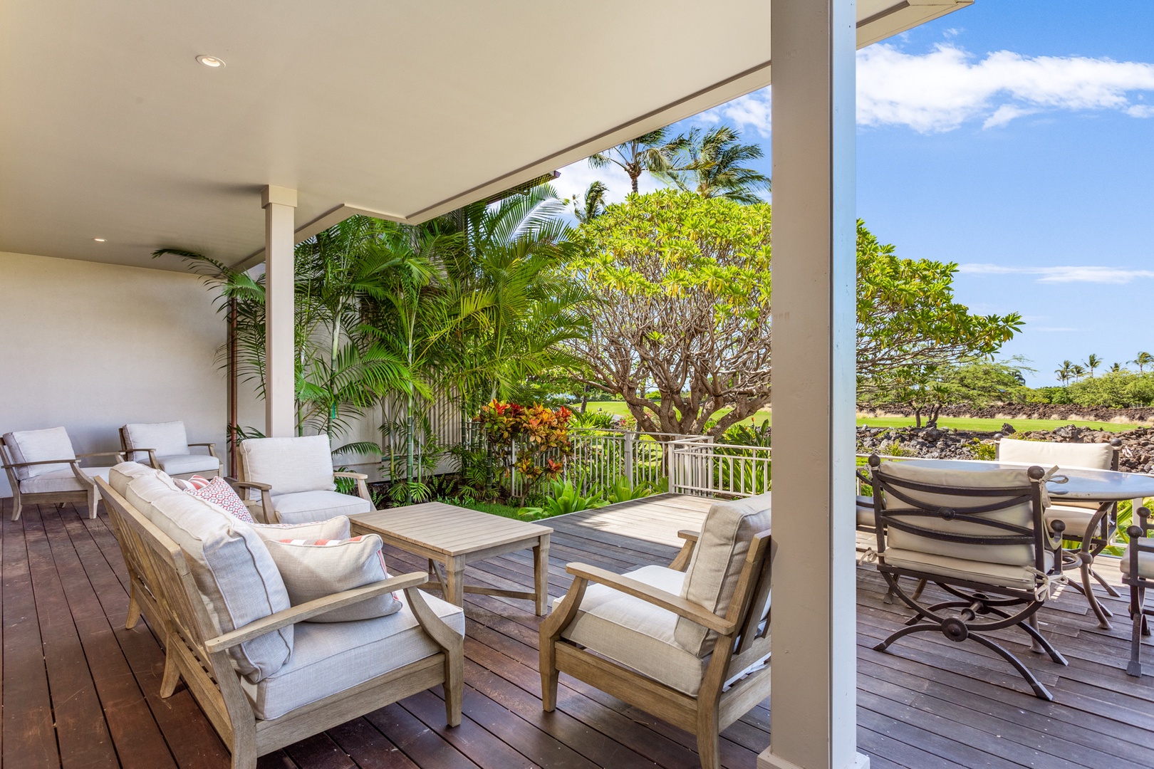 Kailua Kona Vacation Rentals, 3BD Ka'Ulu Villa (129D) at Four Seasons Resort at Hualalai - Alternate view of lower deck seating.