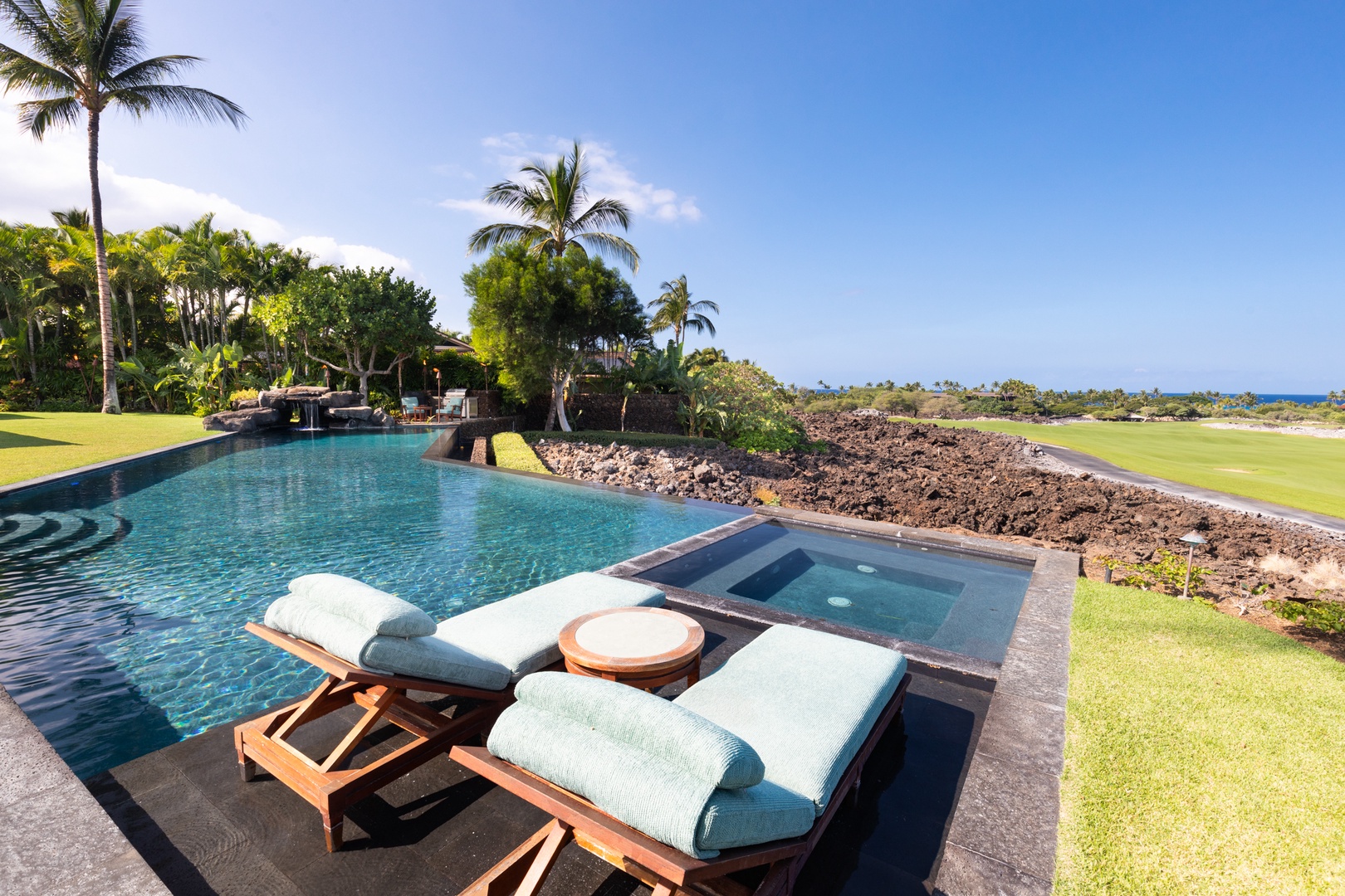 Kailua Kona Vacation Rentals, 5BD Ke Alaula Estate (144) at Hualalai Resort - Lounge beside the infinity-edge pool and soak in uninterrupted views.