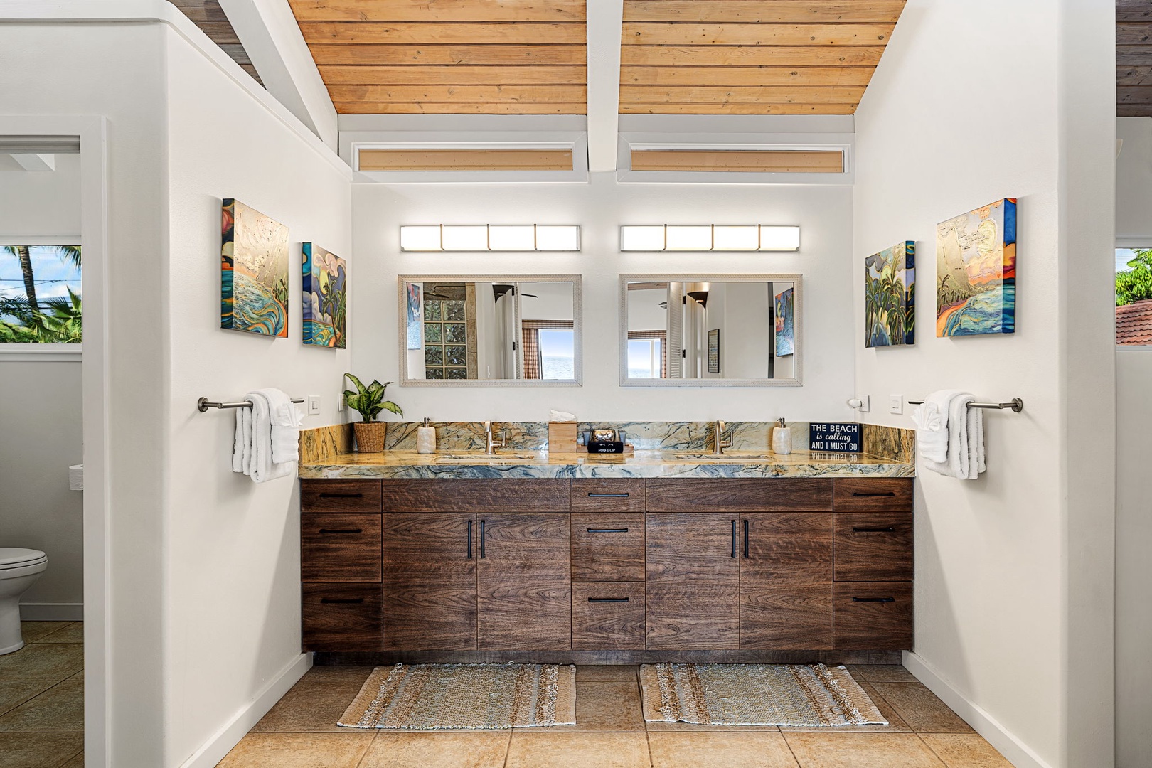 Kailua Kona Vacation Rentals, Hale Pua - Unwind in a spa-like bathroom with a double vanity and warm, natural finishes.
