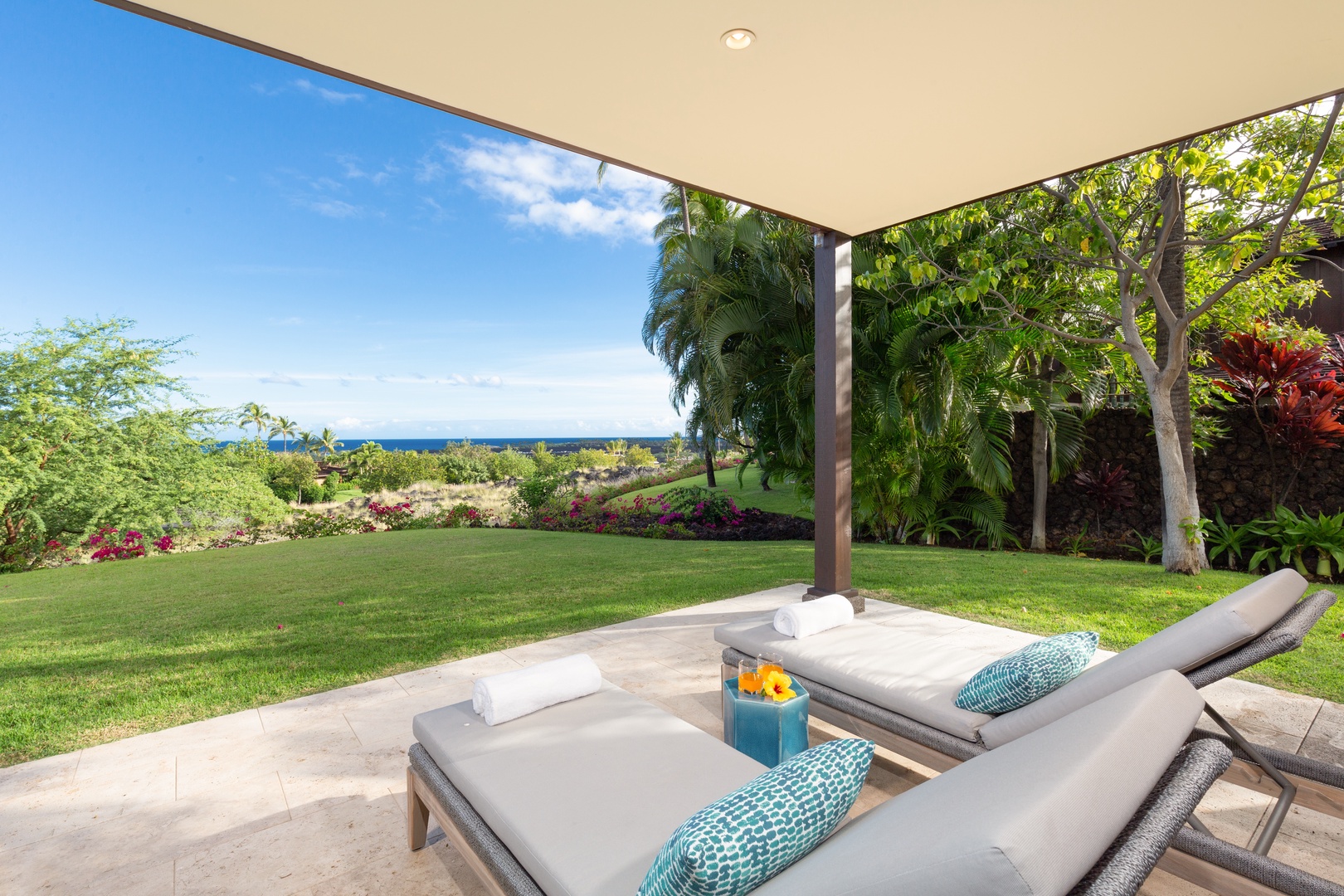 Kailua-Kona Vacation Rentals, 3BD Hali'ipua (120) Villa at Hualalai Resort - Private furnished lanai perfect for relaxing in the sun