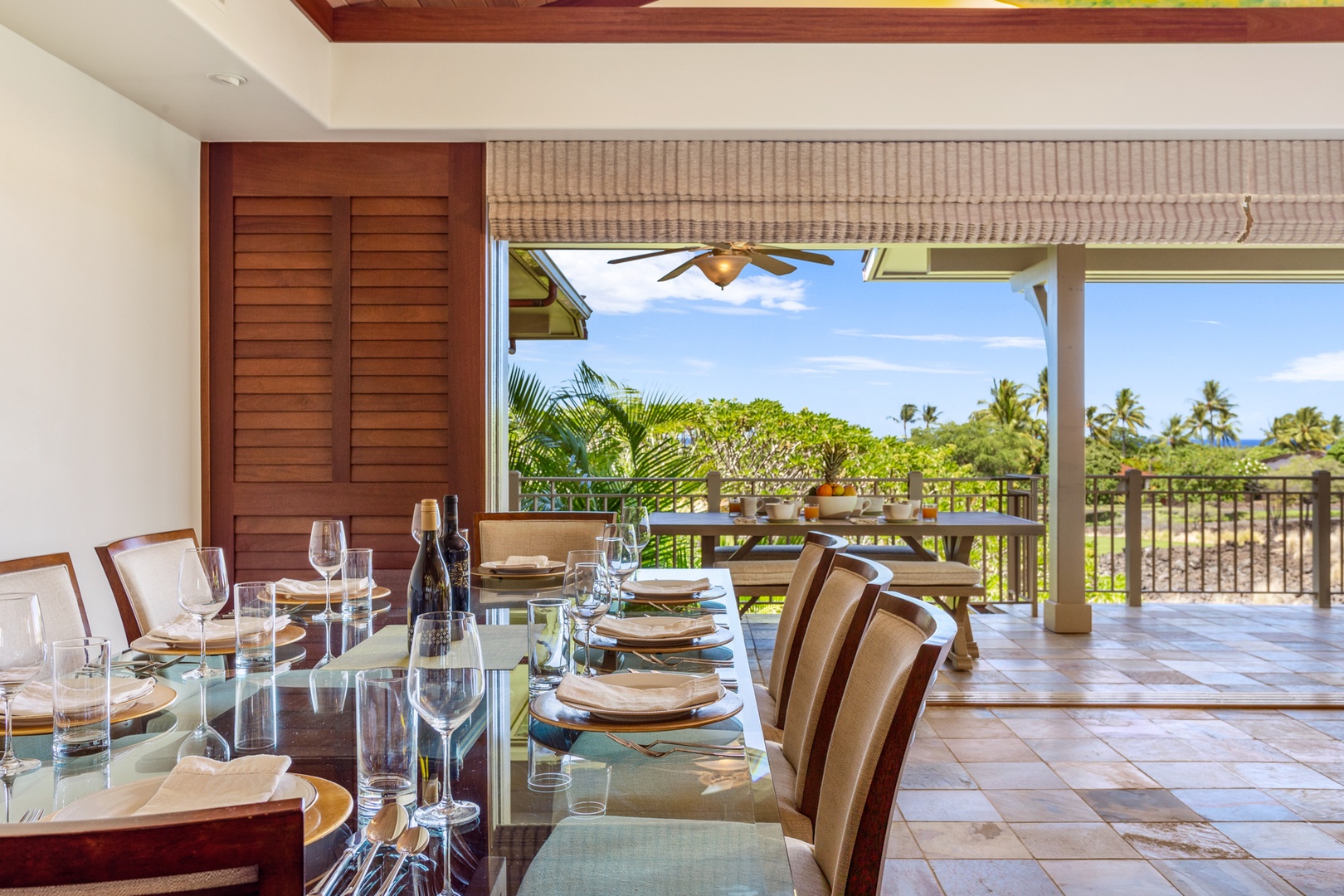 Kailua Kona Vacation Rentals, 3BD Ka'Ulu Villa (129D) at Four Seasons Resort at Hualalai - Exquisite formal dining table for eight.
