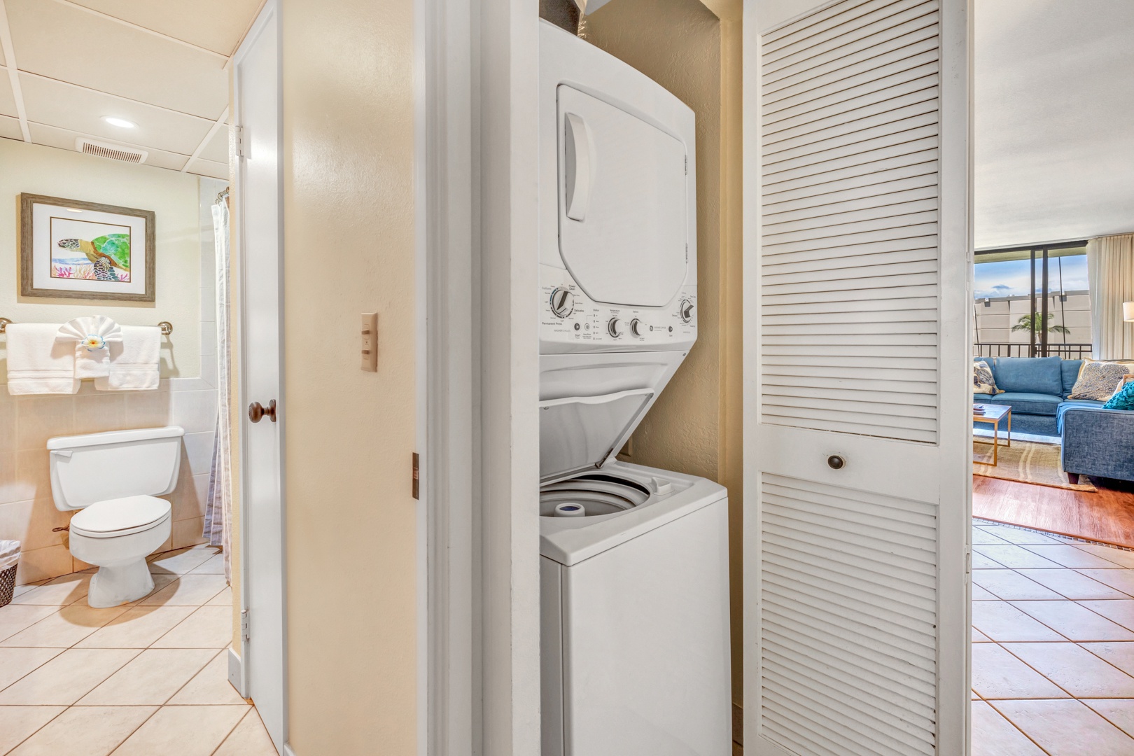 Lahaina Vacation Rentals, Kaanapali Shores 746 - A convenient in-unit washer and dryer, tucked away for easy access during your stay.