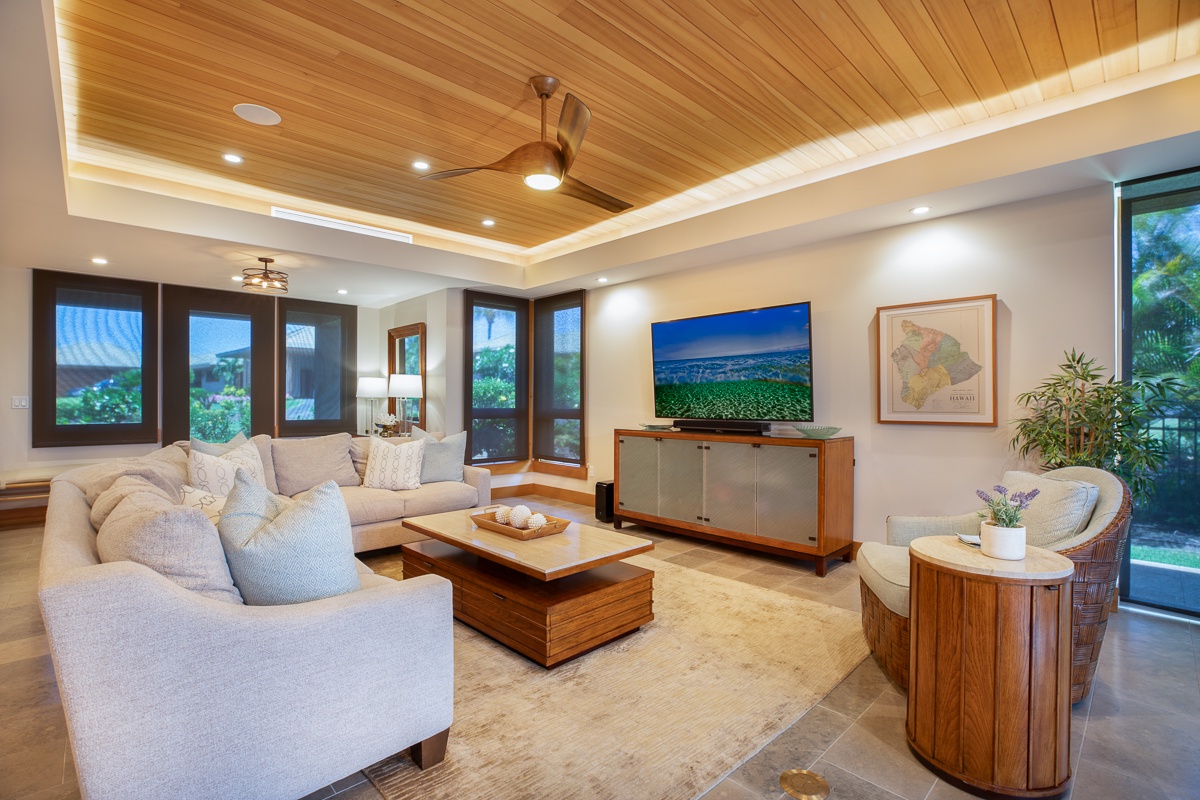 Kamuela Vacation Rentals, Laule'a at the Mauna Lani Resort #11 - Be entertained watching your favorite show or sink into relaxation on the plush sectional white sofa