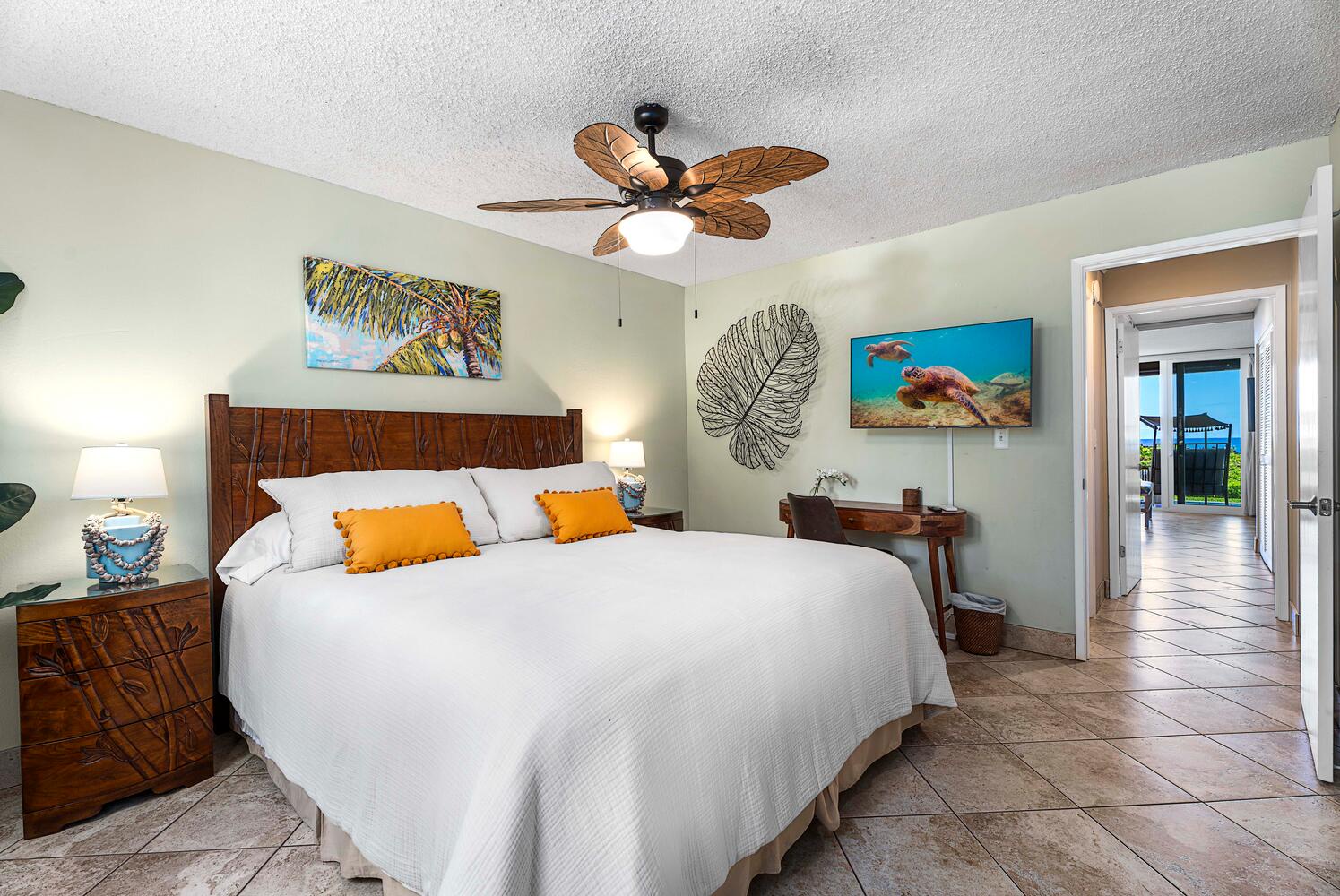 Kailua Kona Vacation Rentals, Keauhou Kona Surf & Racquet 1104 - Tranquil guest suite featuring a plush king bed for ultimate relaxation – your serene retreat after a day of exploration.