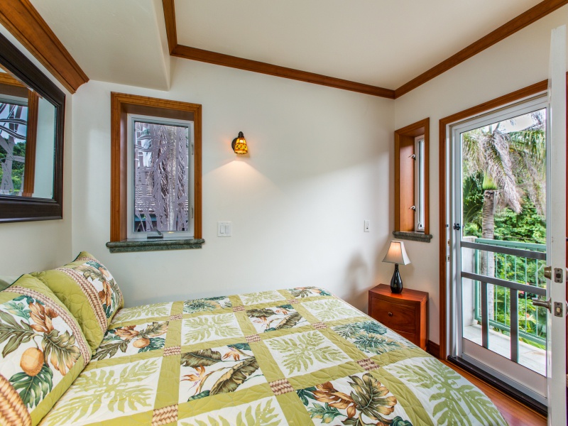 Haleiwa Vacation Rentals, Pipeline House (Oahu KC) - Bedroom with queen-size bed and private lanai.