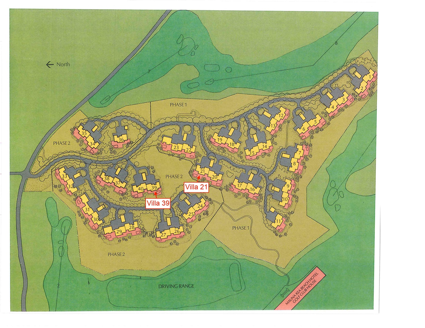 Kamuela Vacation Rentals, 4BD Villas (21) at Mauna Kea Resort - Villas at Mauna Kea Resort Community Map Showing Location of Villa 21