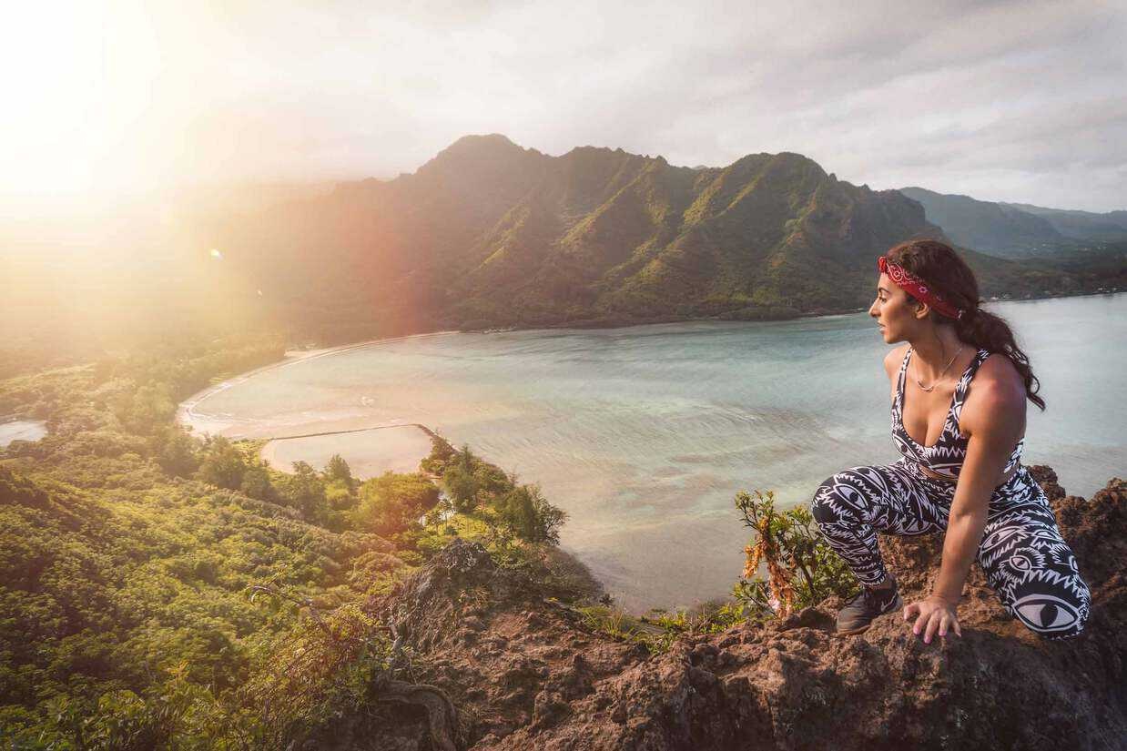 Hauula Vacation Rentals, Private Beach Paradise - Golden hour from a ridge above the bay, the kind of view worth the hike.