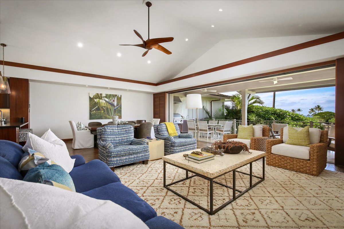 Kailua Kona Vacation Rentals, 3BD Ka'ulu Villa (129B) at Hualalai Resort - The view from the living area looking to the lanai.