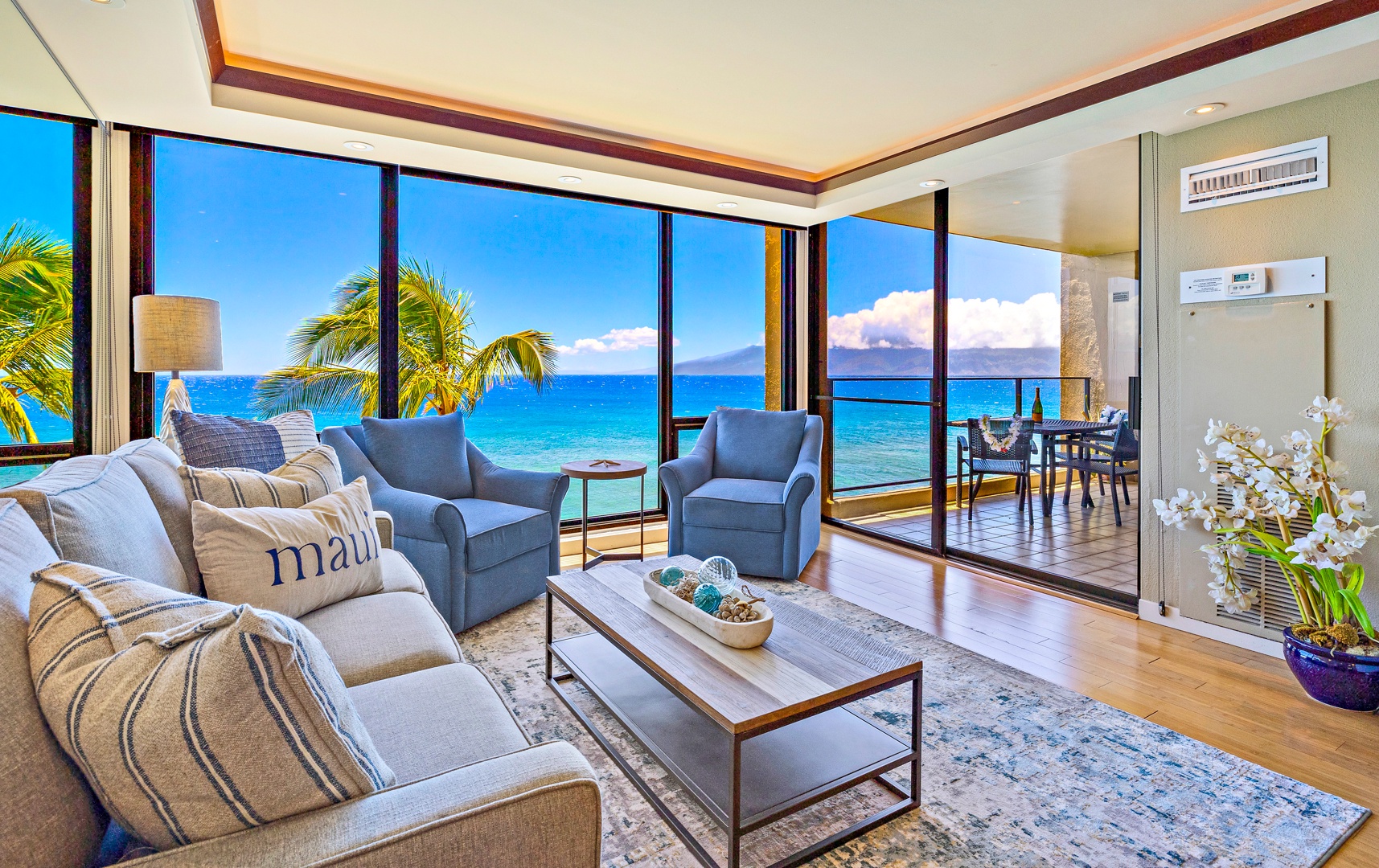 Lahaina Vacation Rentals, Mahana 608 - Relax in comfort while enjoying stunning ocean views from the living room.