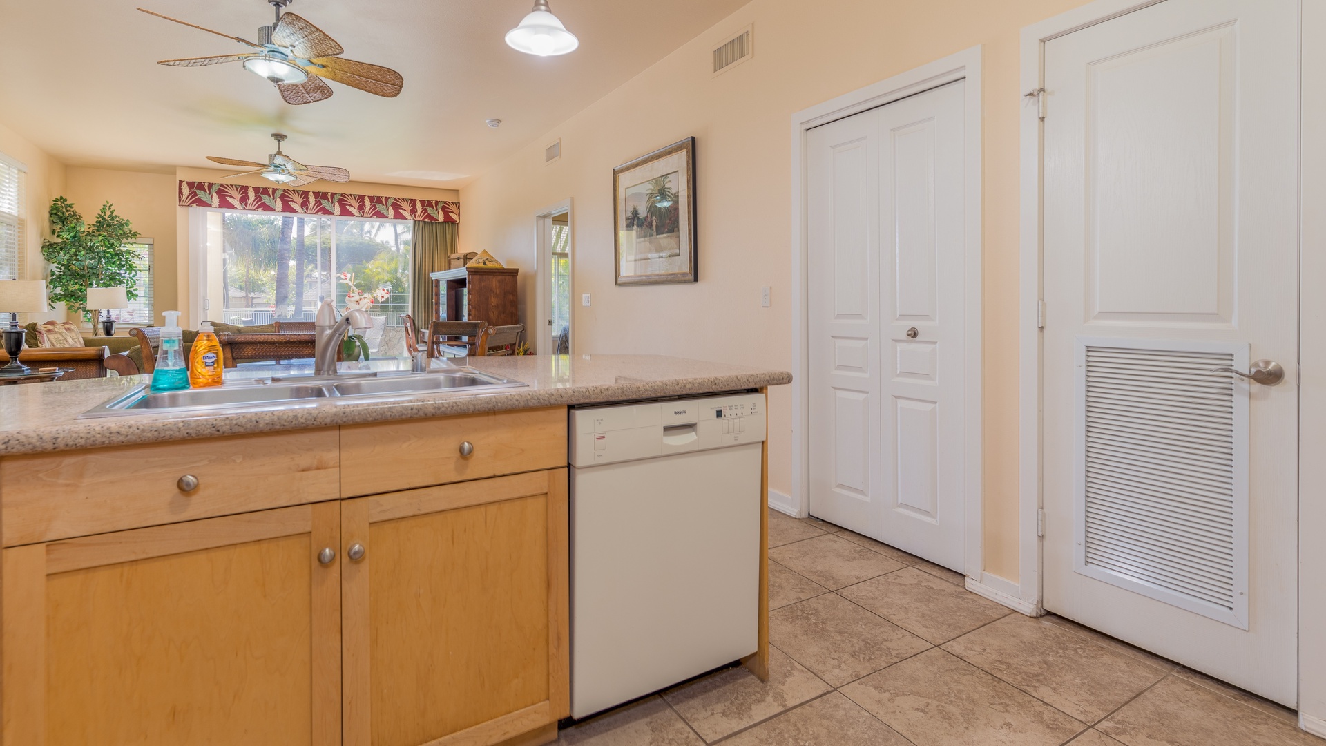 Kapolei Vacation Rentals, Kai Lani 8B - Expansive space includes the kitchen, living and dining areas.