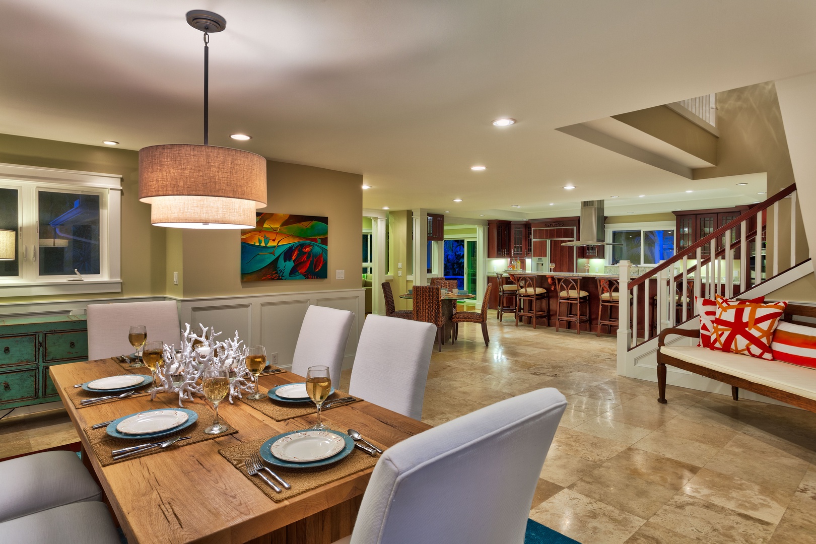 Kailua Vacation Rentals, Maluhia - The spacious and elegant dining room, with a view of the kitchen.