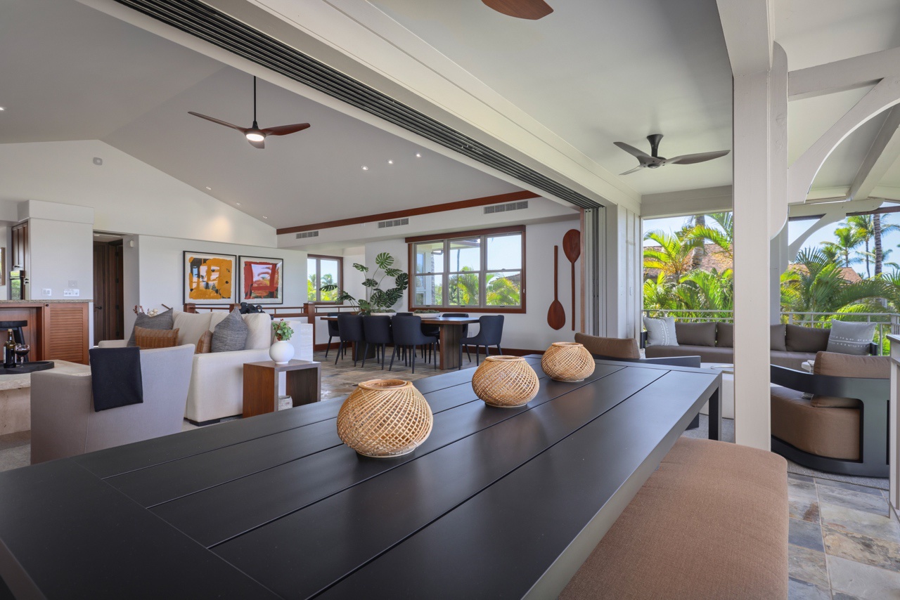 Kailua Kona Vacation Rentals, 3BD Ka'Ulu Villa (109A) at Hualalai Resort - View from lanai displays spacious open floor plan.