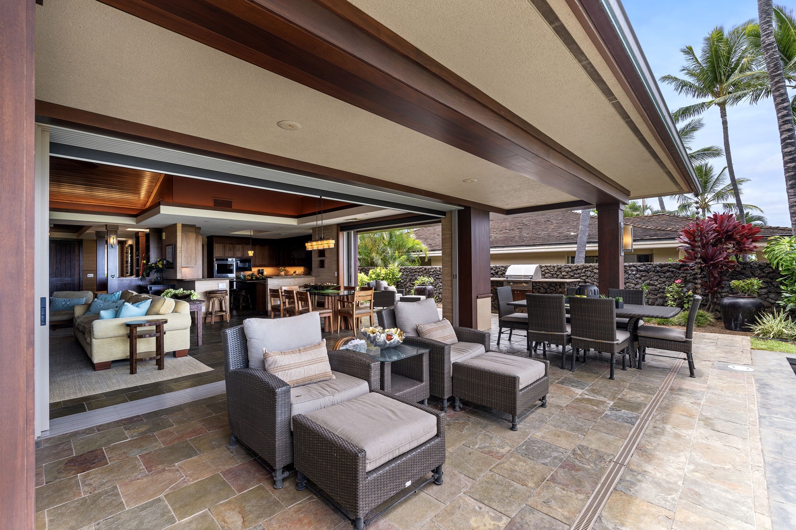 Kailua Kona Vacation Rentals, 3BD Pakui Street Estate (149) at Hualalai Resort - Drift out to the lanai lounge, half shade, half sun, all afternoon.