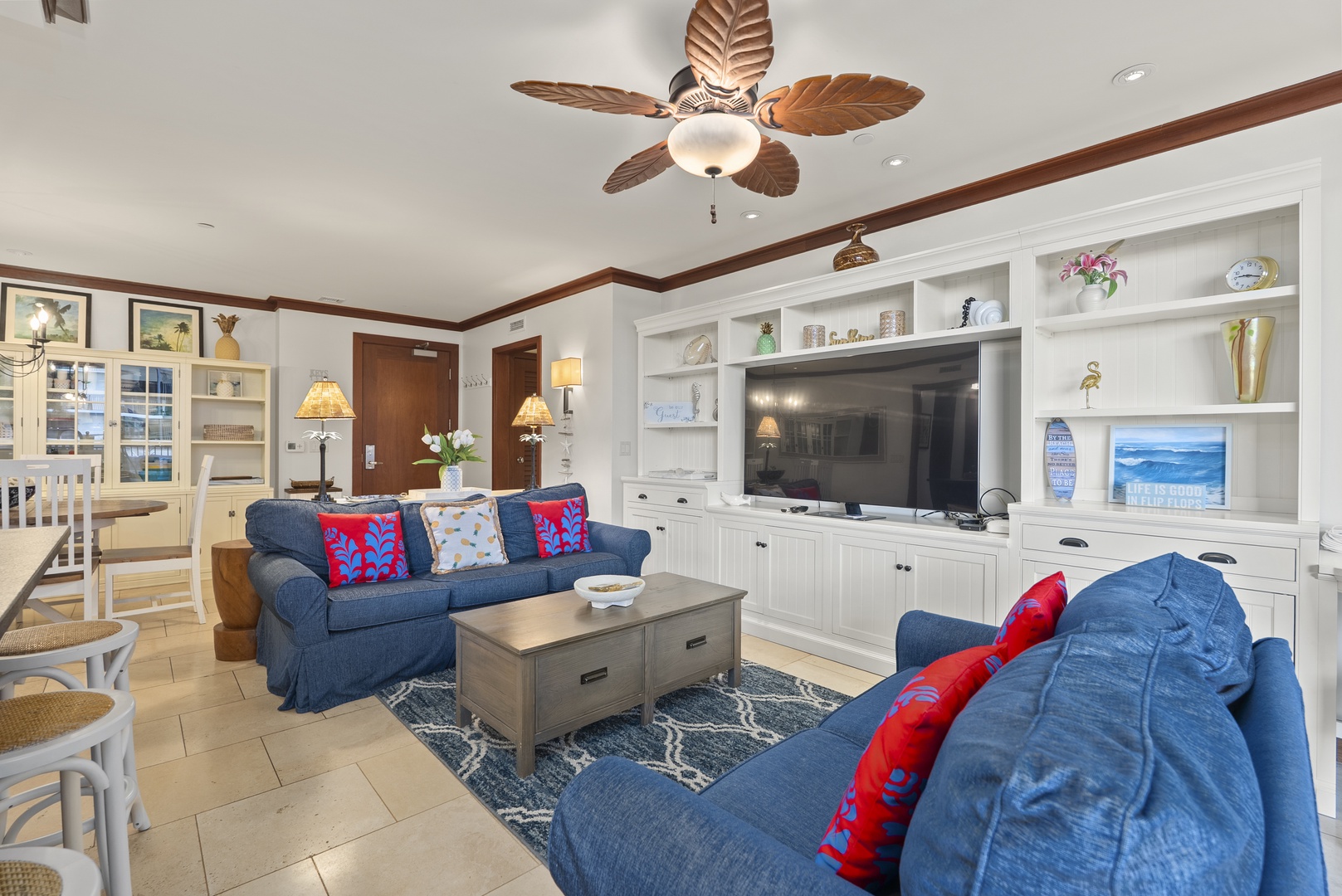 Movie night lands in the living room, everyone within reach of the big screen.