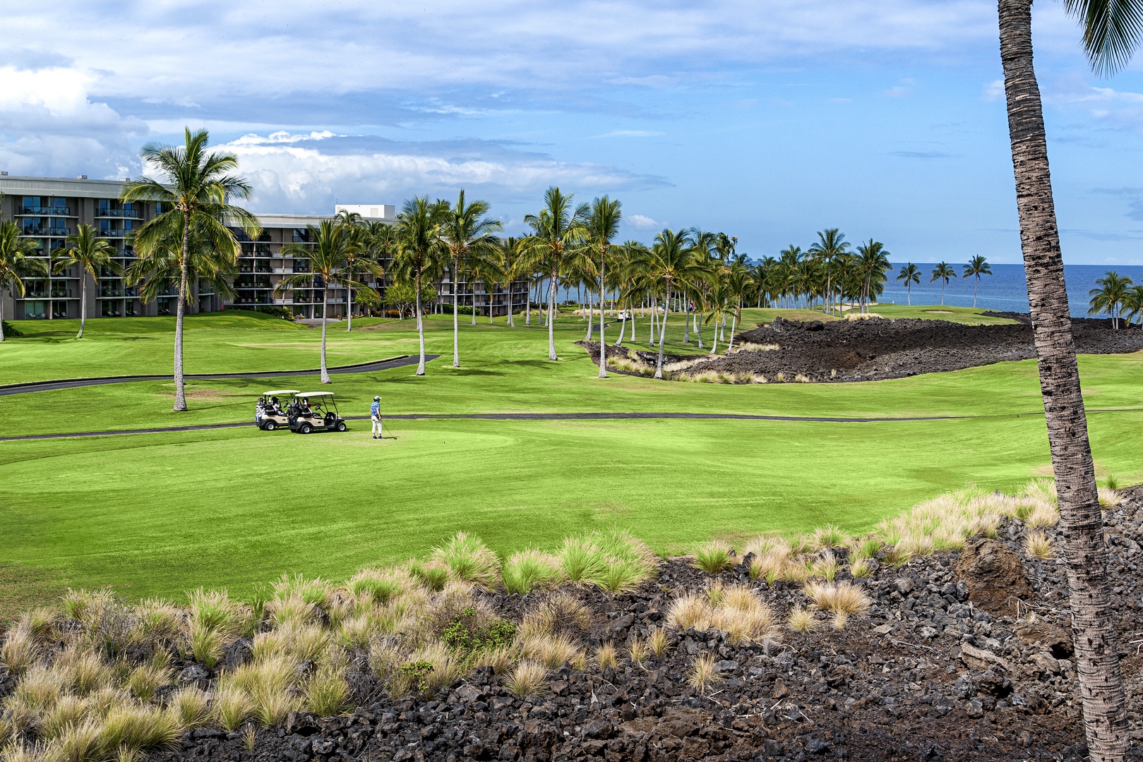 Waikoloa Vacation Rentals, Hali'i Kai at Waikoloa Beach Resort 9F - Golf course and ocean views from the downstairs Lanai!