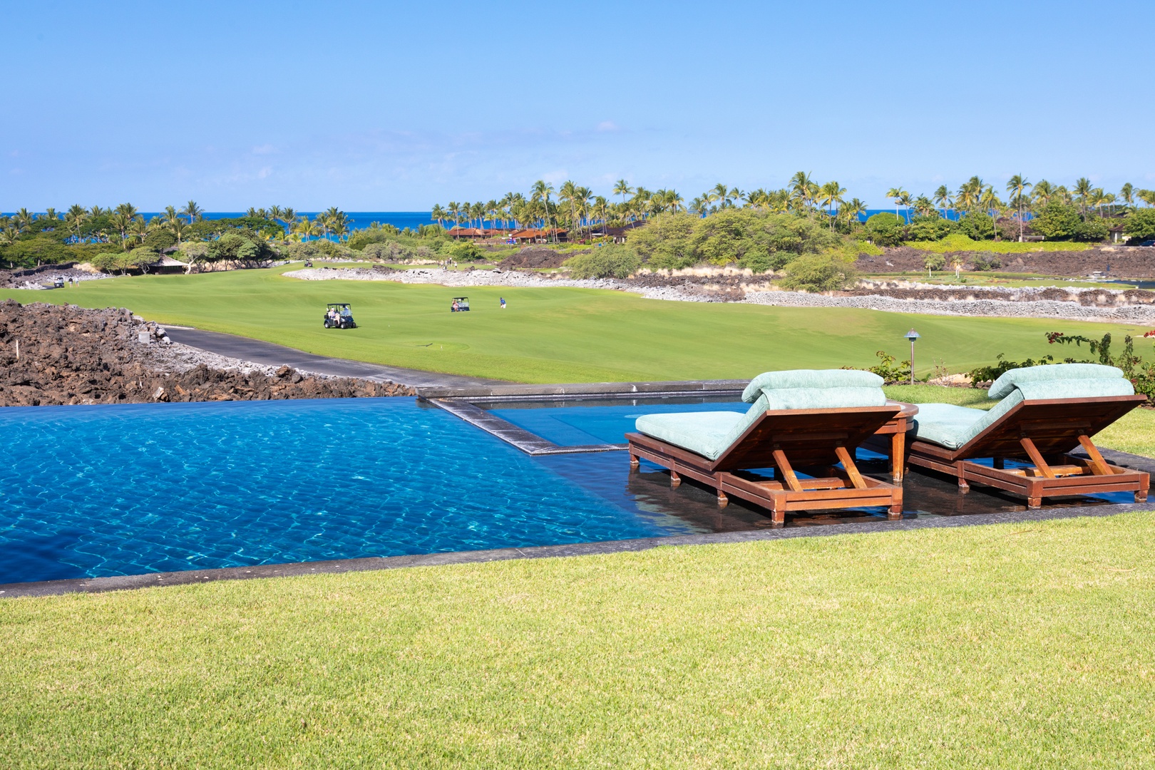 Kailua Kona Vacation Rentals, 5BD Ke Alaula Estate (144) at Hualalai Resort - Infinity-edge pool and wet deck overlook the golf course and Pacific horizon.