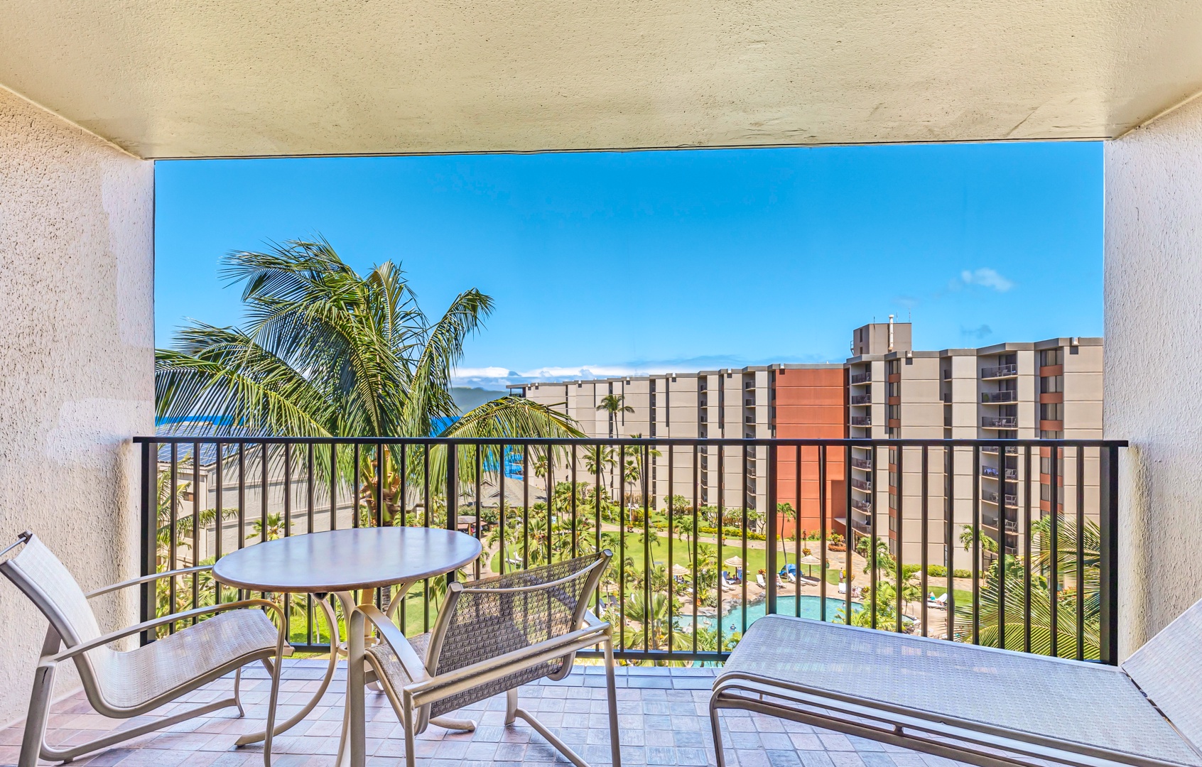 Lahaina Vacation Rentals, Kaanapali Shores 746 - Enjoy a meal or drinks on the lanai while taking in the expansive ocean views and island breezes.