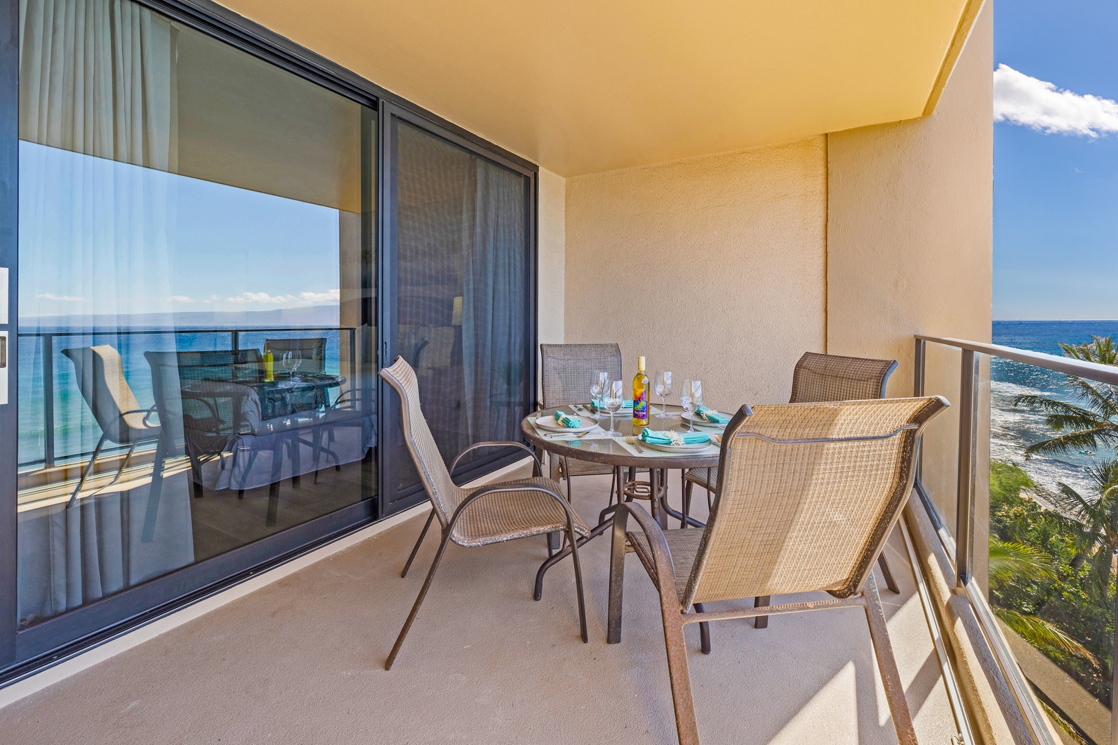 Lahaina Vacation Rentals, Mahana 718 - Enjoy alfresco dining on the spacious lanai, where you can savor meals with a stunning ocean view.