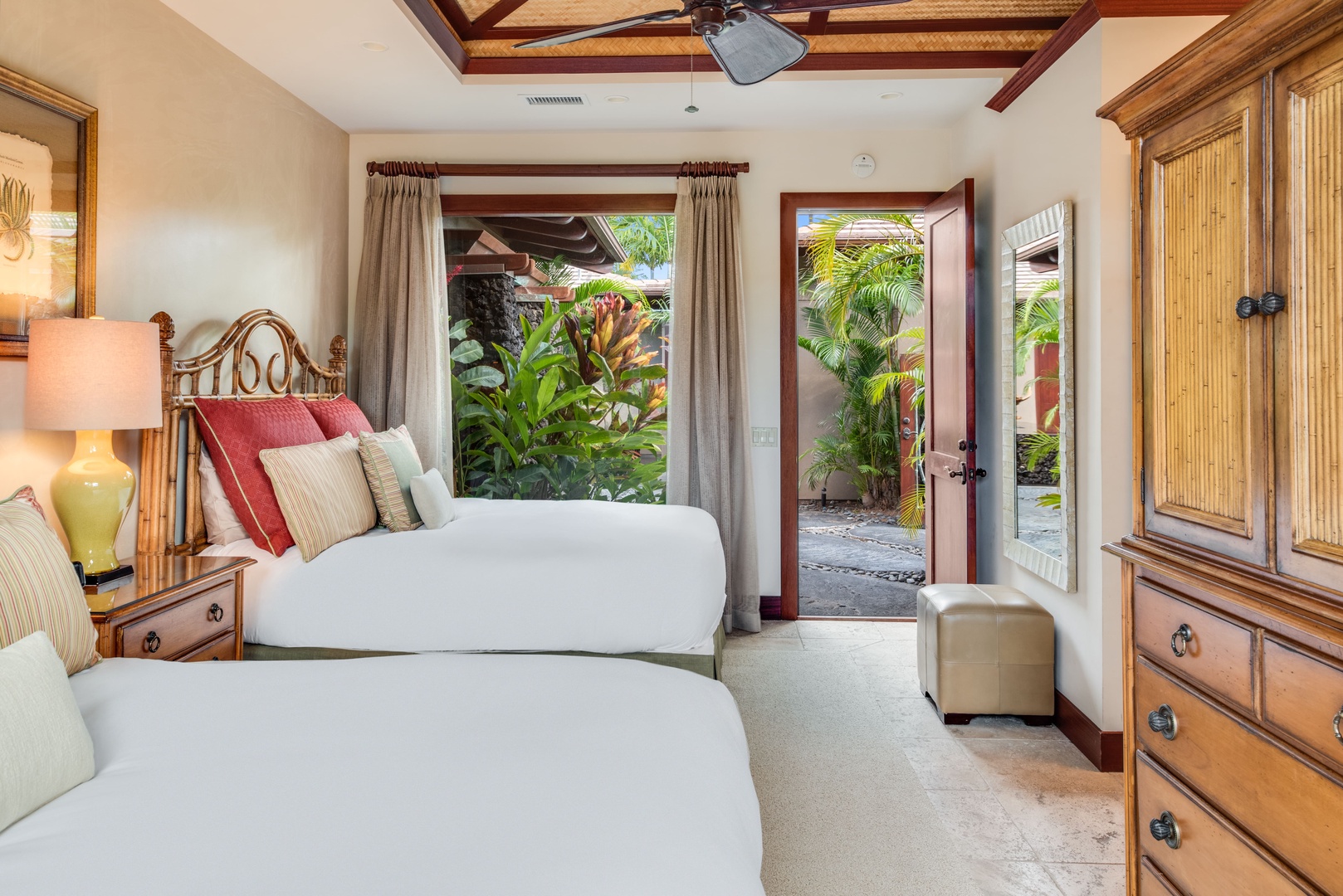 Kamuela Vacation Rentals, House of the Turtle at Champion Ridge, Mauna Lani (CR 18) - The fourth guest suite looking towards the courtyard.