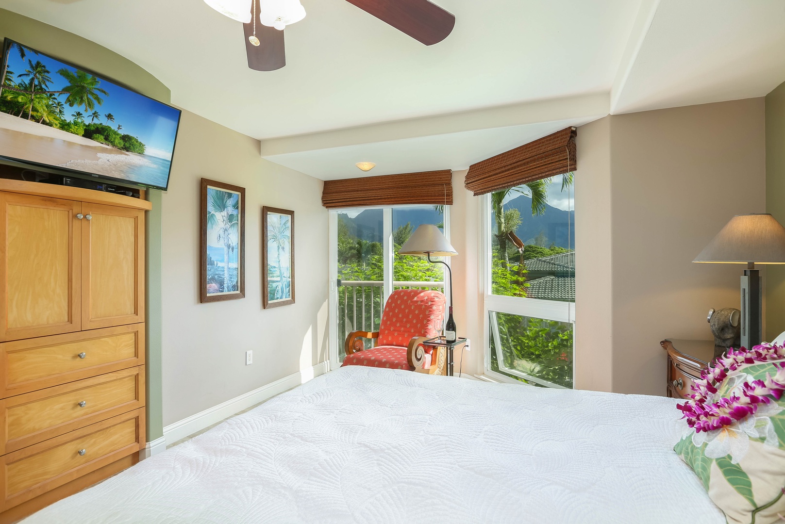 Princeville Vacation Rentals, Nohea Villa - Enjoy your morning coffee on Nohea Villa's primary suite seating area.