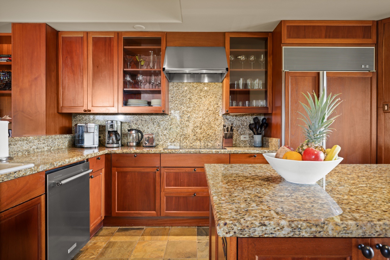 Kailua Kona Vacation Rentals, 3BD Ke Alaula Villa (210A) at Four Seasons Resort at Hualalai - The kitchen offers top-tier appliances to for convenient meal prepping.