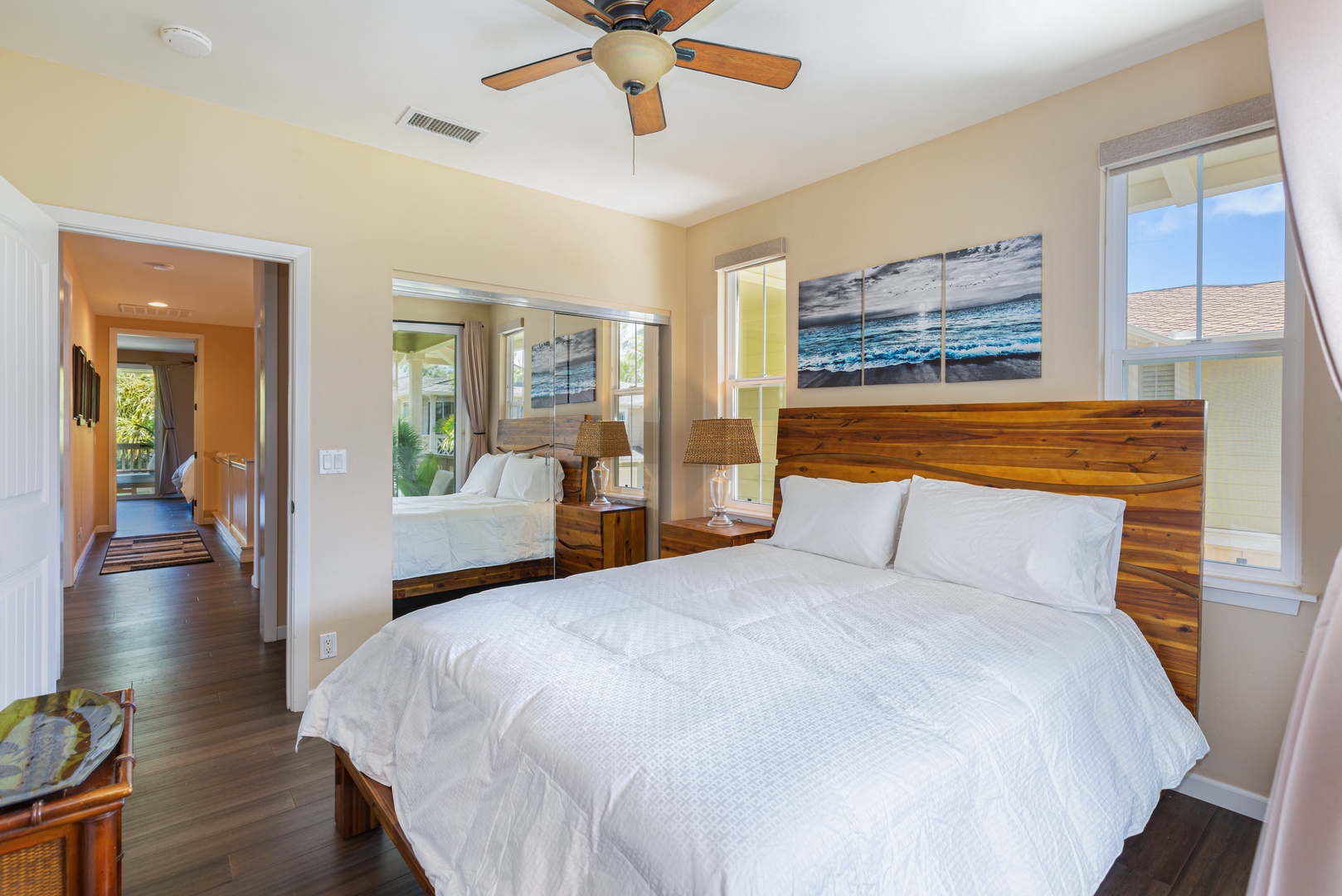 Princeville Vacation Rentals, Pualani Villa - The second bedroom includes a comfortable queen-size bed and an ensuite bathroom.