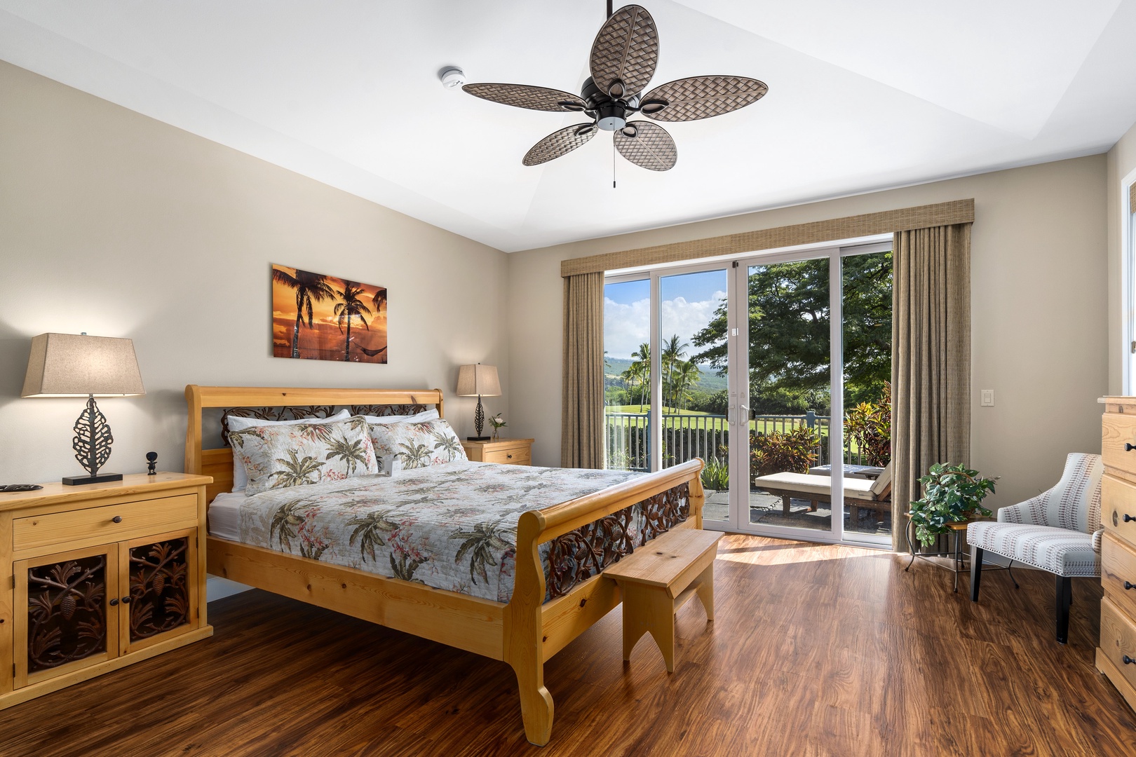 Kailua Kona Vacation Rentals, Kona Blue Vacations Holua Kai - Wake up to green views in the primary suite at Kona Blue Vacations Holua Kai, with a private lanai escape.