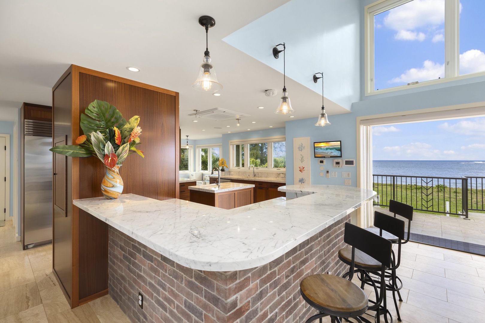 Waialua Vacation Rentals, Waialua Beachfront Estate - Spacious kitchen island to prep your favorite meal!