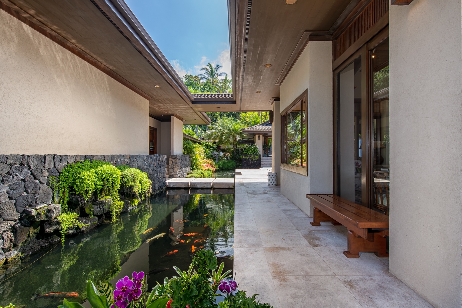 Kailua Kona Vacation Rentals, Hale Wailele** - Koi pond with limestone walkways