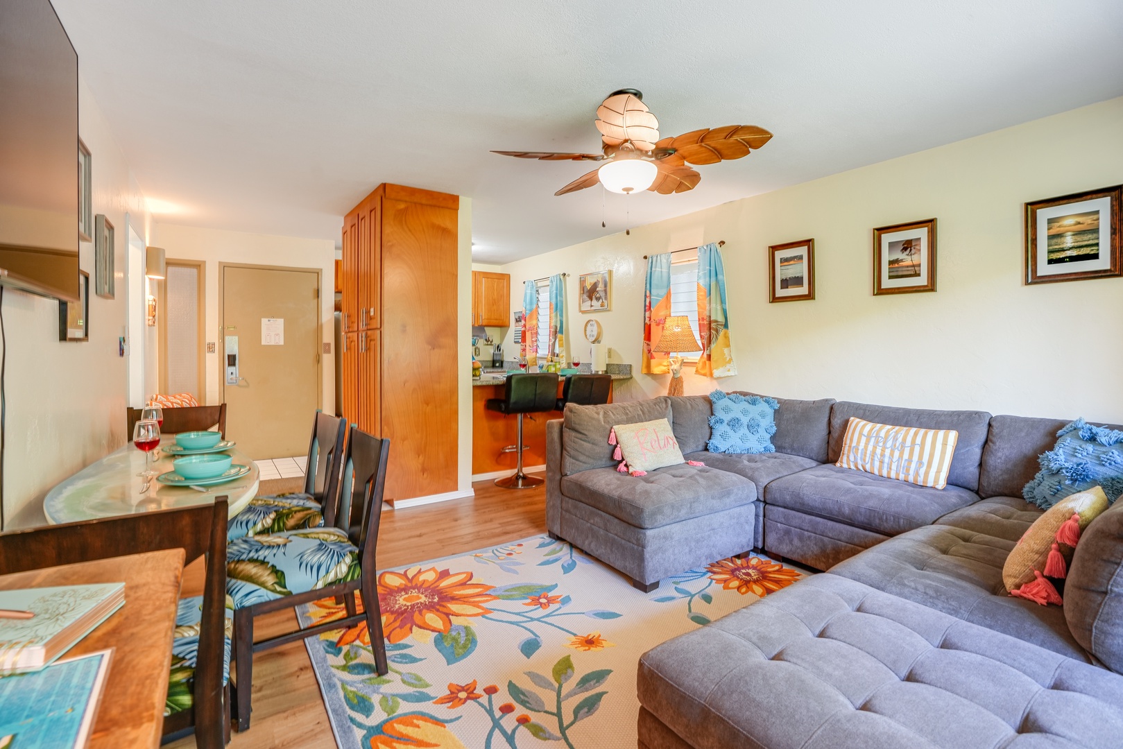 Kapaa Vacation Rentals, Nani Hale - Kitchen with bar is open to the living area
