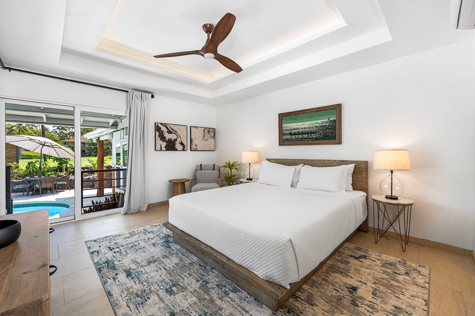 Kailua Kona Vacation Rentals, Manukai Hale - The primary suite faces its private deck, with the pool waiting just outside.
