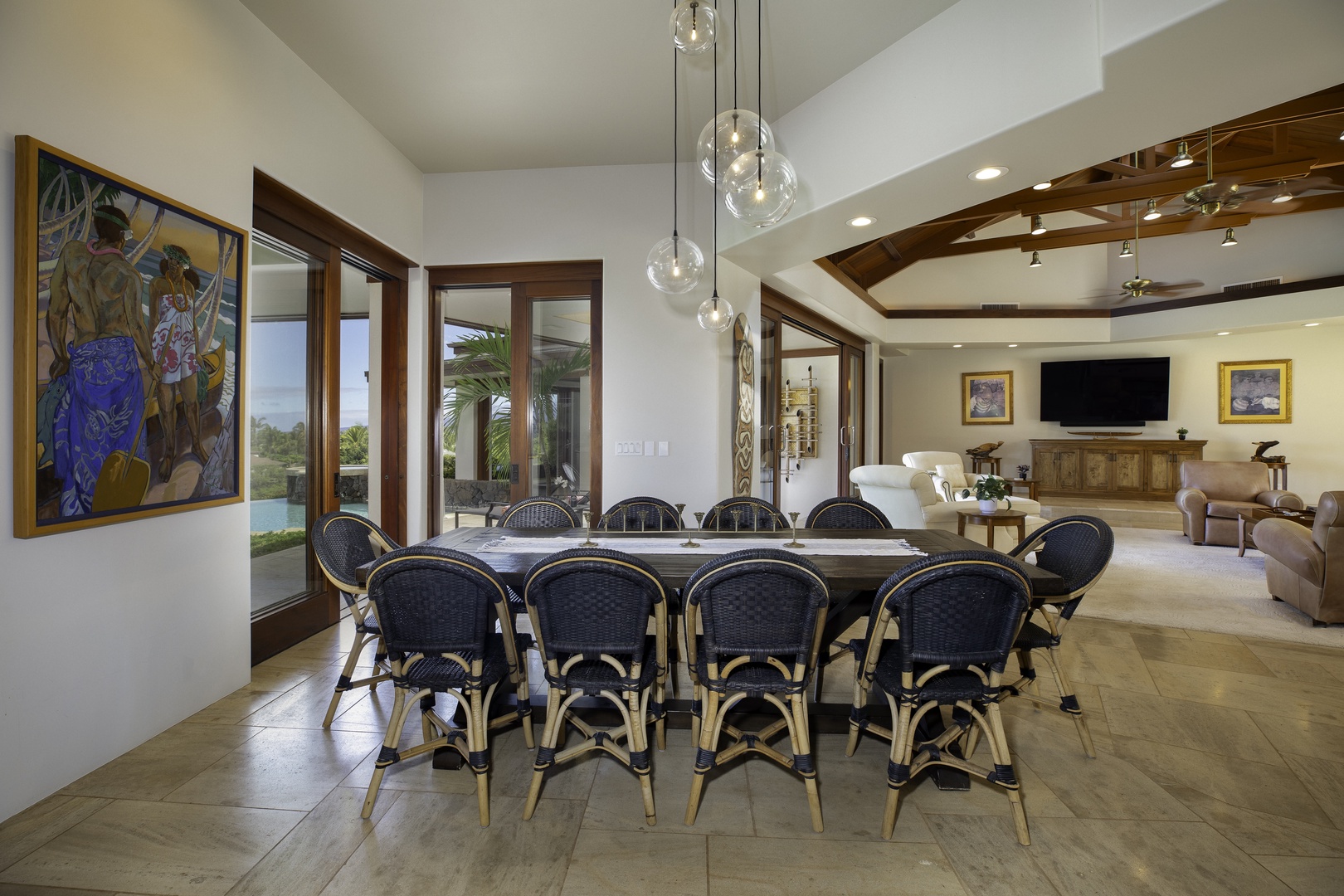 Kamuela Vacation Rentals, Champion Ridge 7 - Gather around this elegant dining table where memorable meals and conversations await you in this stunning open-concept space.