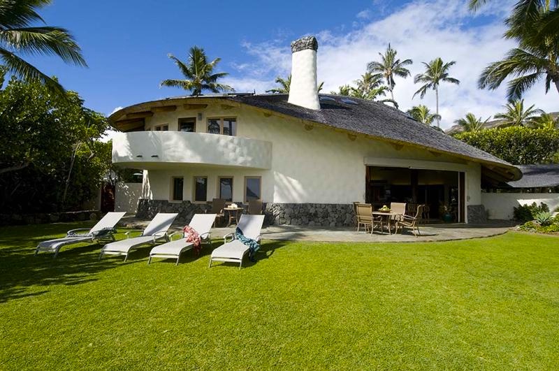 Kailua Vacation Rentals, Paul Mitchell Estate* - Main House exterior and lawn on oceanside