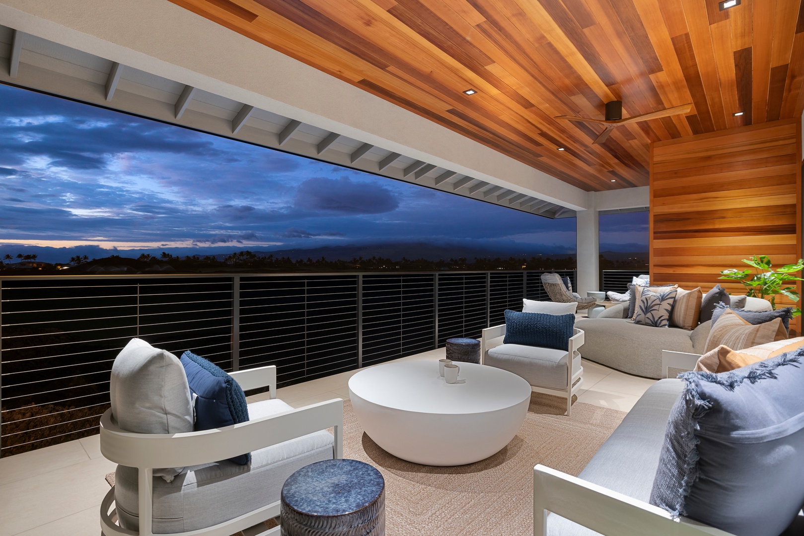 Kamuela Vacation Rentals, 6BD Mauna Lani Lux Golf Estate (6) at One Ocean - As day turns to evening, the upper lanai becomes a front-row seat to the changing colors of the Kohala Coast sky.