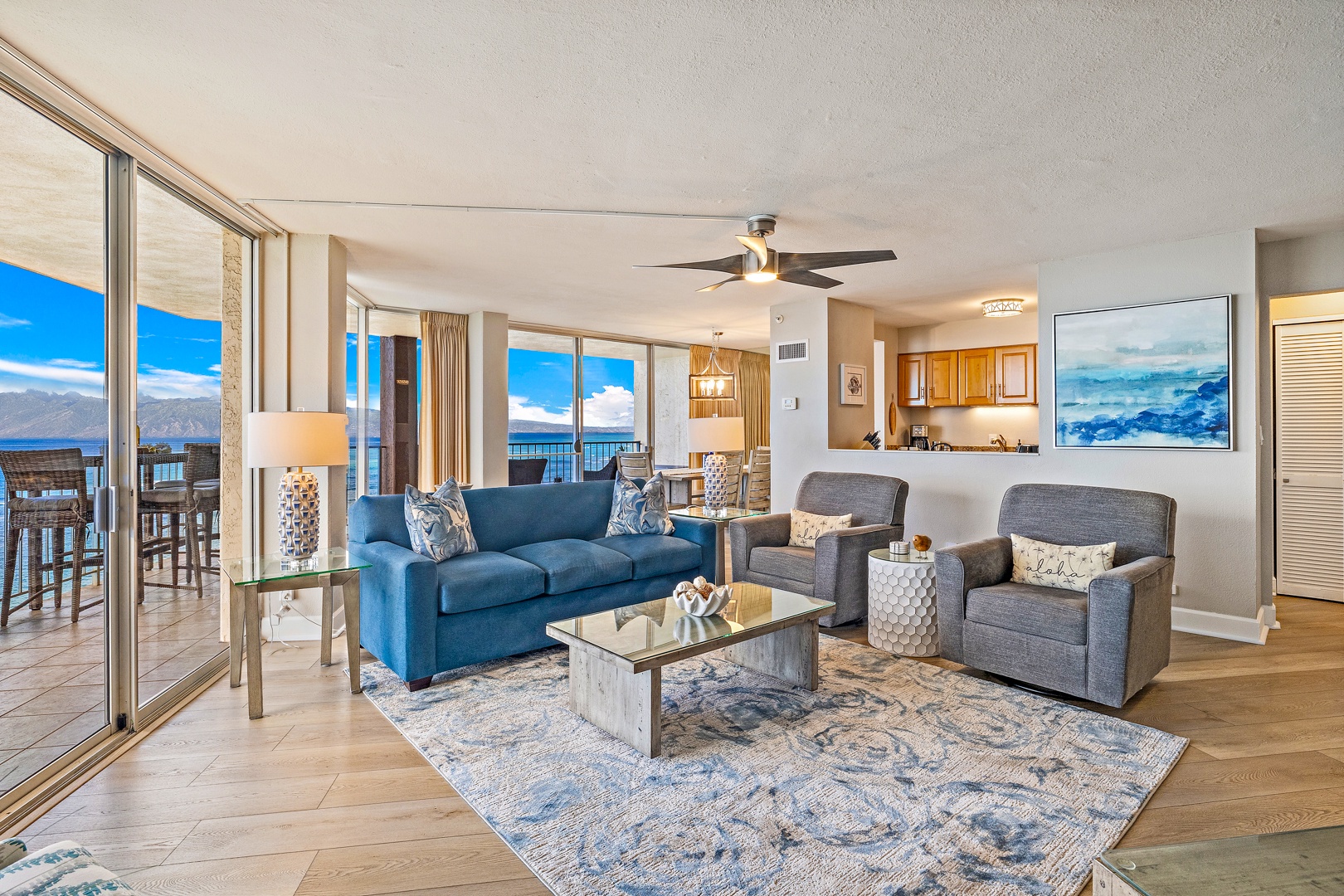 Lahaina Vacation Rentals, Royal Kahana 1010 - The open-concept living area is filled with natural light and offers breathtaking ocean views, perfect for relaxing or entertaining.