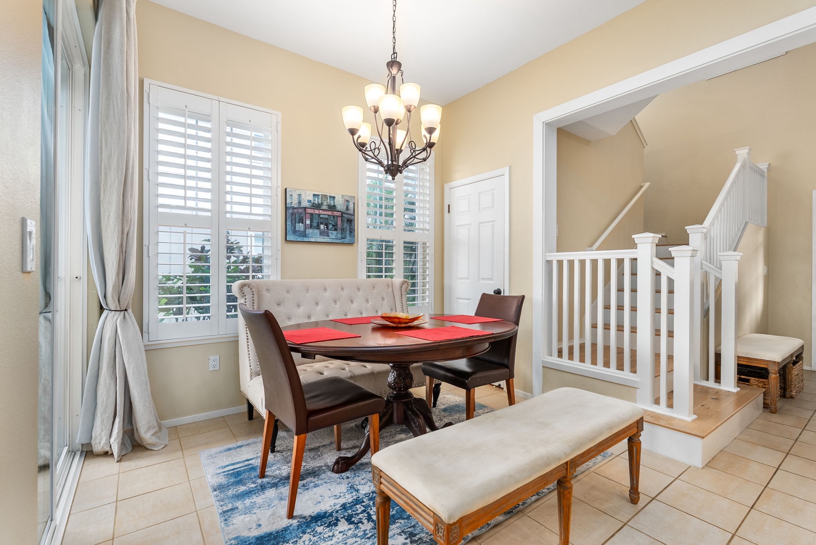 Kapolei Vacation Rentals, Coconut Plantation 1080-4 - Set the table by the stairs and call everyone down for dinner.