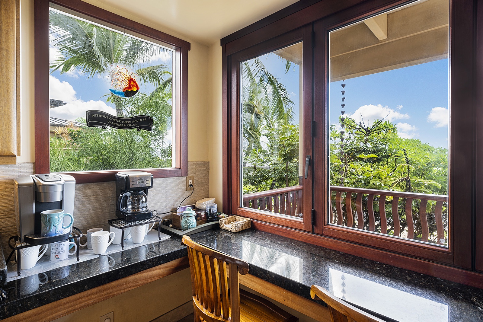 Kailua Kona Vacation Rentals, Mermaid Cove - Coffee station with Keurig and Coffee pot.